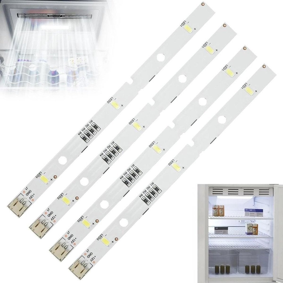 Benzi luminoase LED, 4 bucăți, compatibile cu frigiderele Rongsheng/Hisense, iluminat pentru frigider, iluminat de schimb pentru...