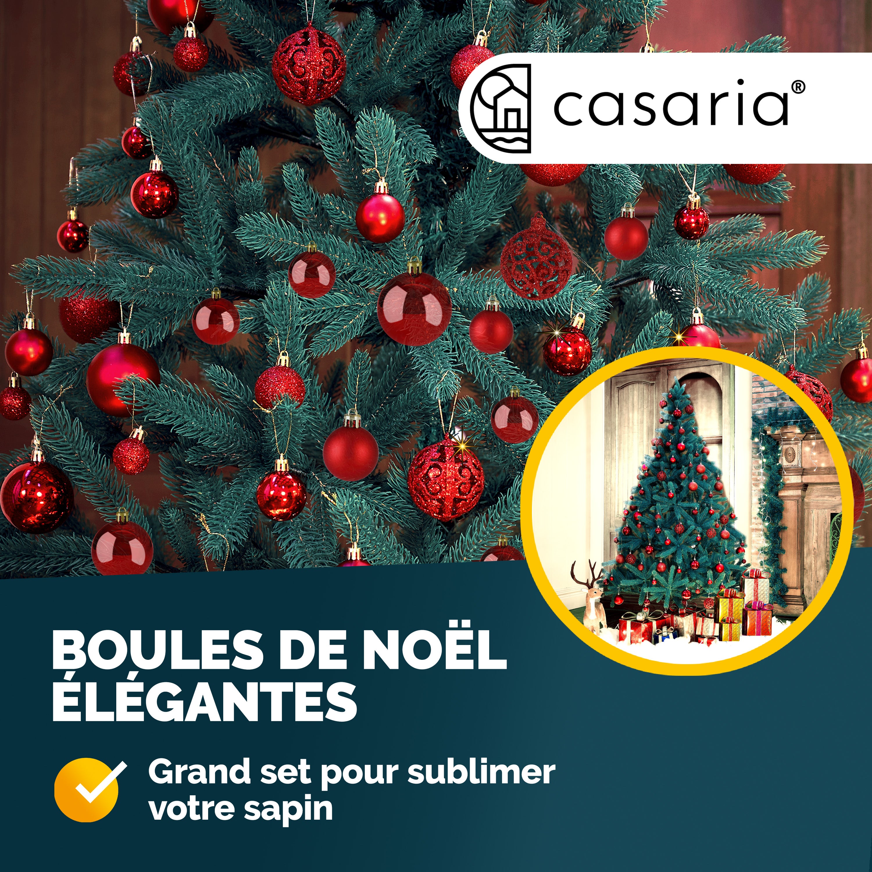 Ensemble De 44 Boules De Noël, Rouges Et Dorées, 6 Cm/3 Cm, En