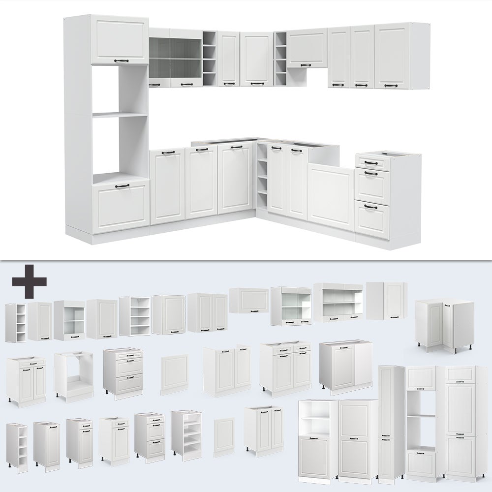 Vicco Cuisine en angle R-Line, Blanc campagne/Blanc, 247 x 237 cm, PT Chêne - 8