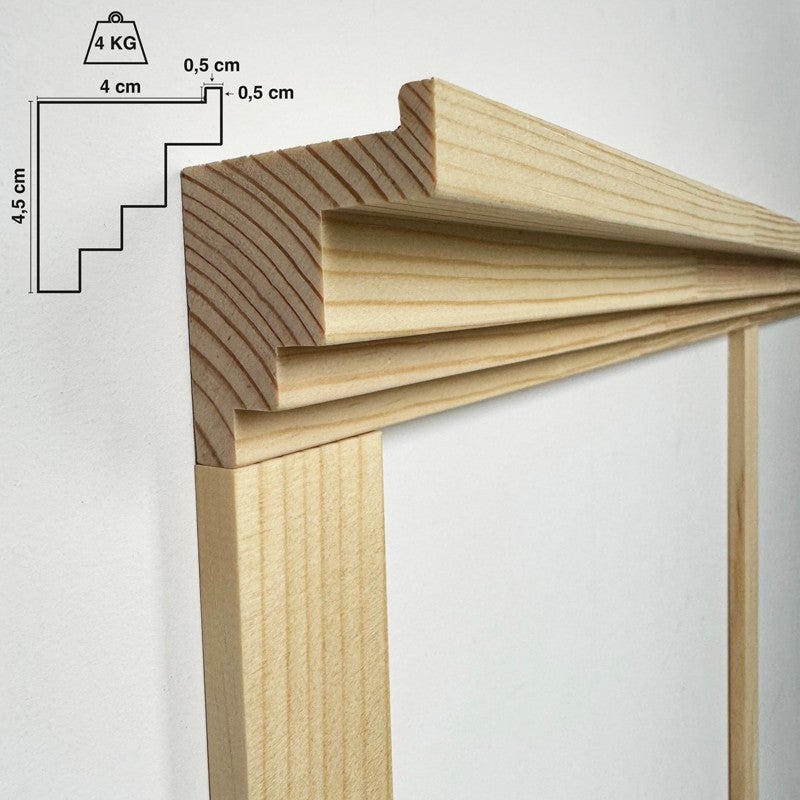 Moulures murales pour étagère en bois en kit - Pin massif sylvestre abouté - Emma - Prêt à coller et peindre - Fabrication française - 3