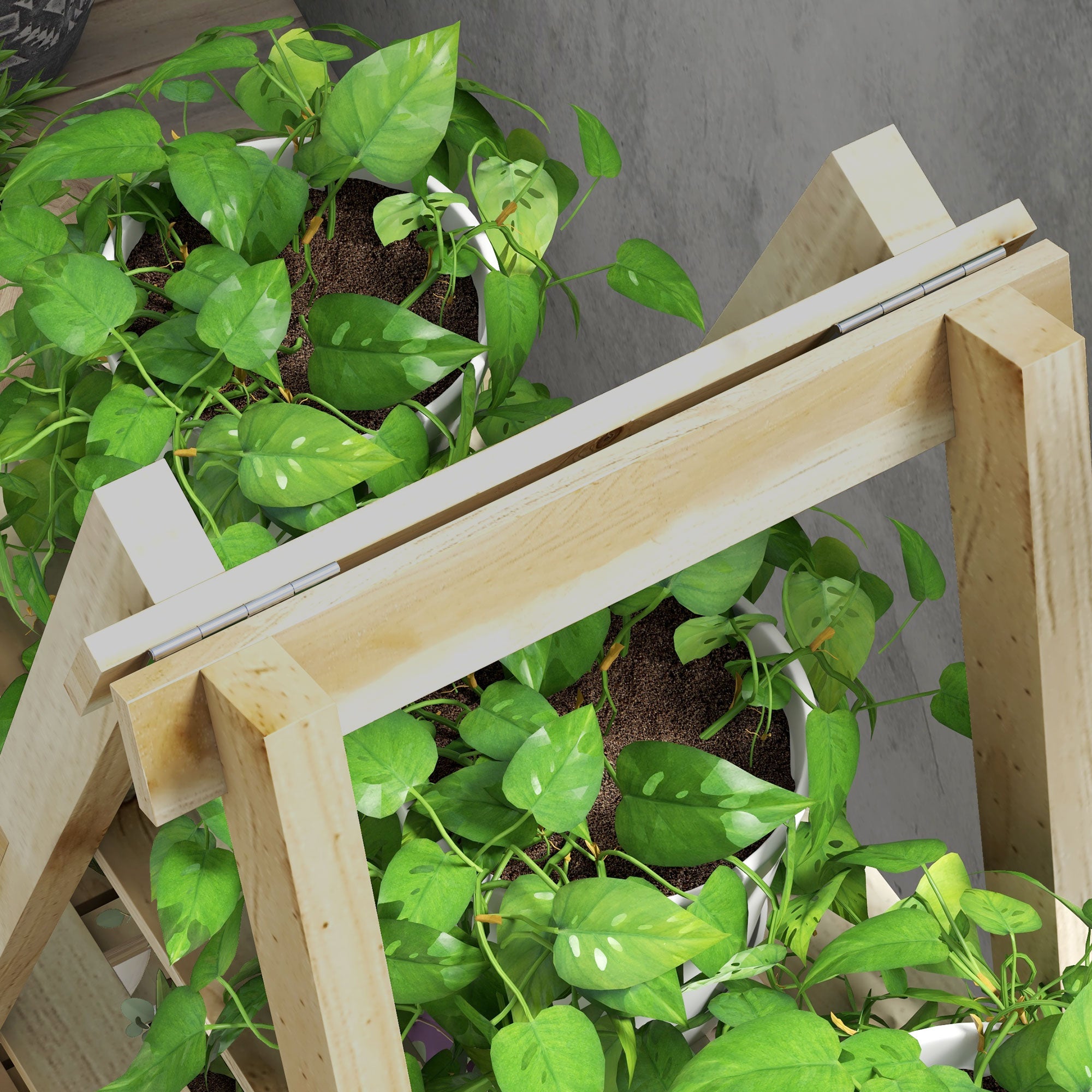OUTSUNNY Porte-plantes en bois de sapin Bois naturel 100x36x112 cm 84H-121V00ND - 5
