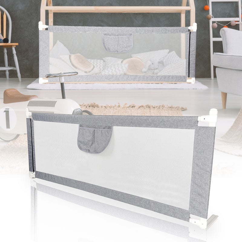 Barriera Per Letto Bambini 180+200cm - Pieghevole E Regolabile - Protezione Anti-Caduta - Grigio - Foto 4