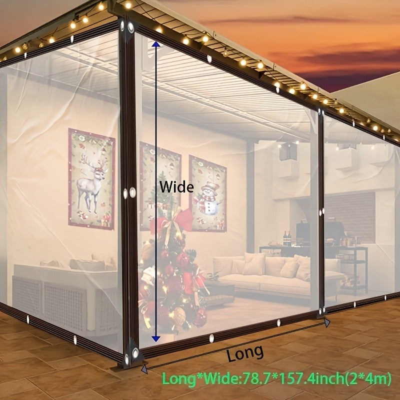 Teli trasparenti impermeabili, copertura antipioggia con rinforzi per occhielli per serre, patio e verande - 2