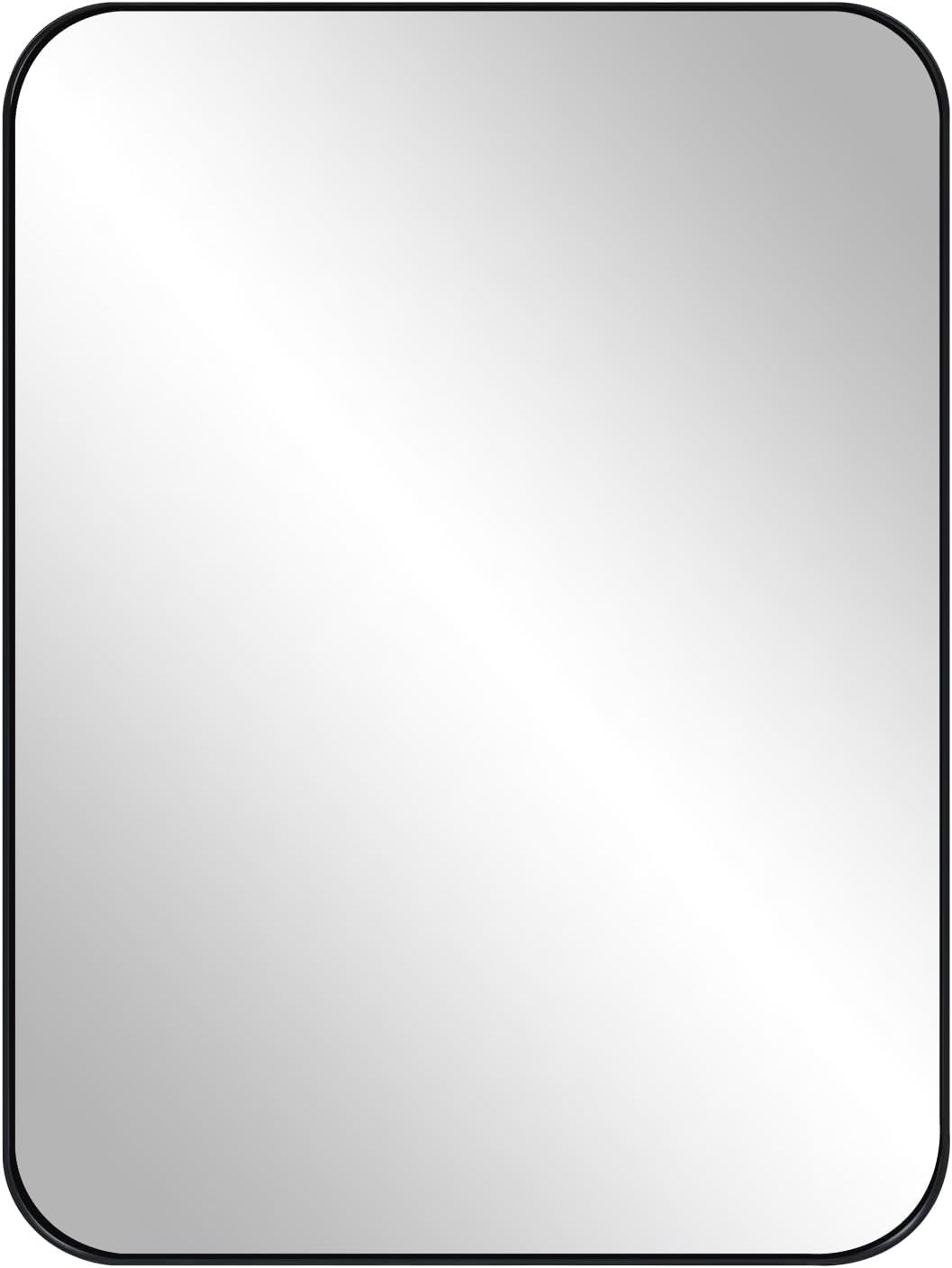 Miroir Mural Décoratif Moderne 78x56.5 Cm - Forme Irrégulière, Cadre Métal Noir - Pour Salon, Entrée, Salle De Bain - 11
