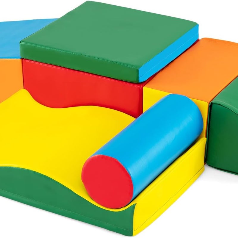 7 Szt. Tor Przeszkód dla Niemowląt, Moduł Motoryczny z Pianki PU do Wspinania się i Raczkowania, Klocki do Zabawy