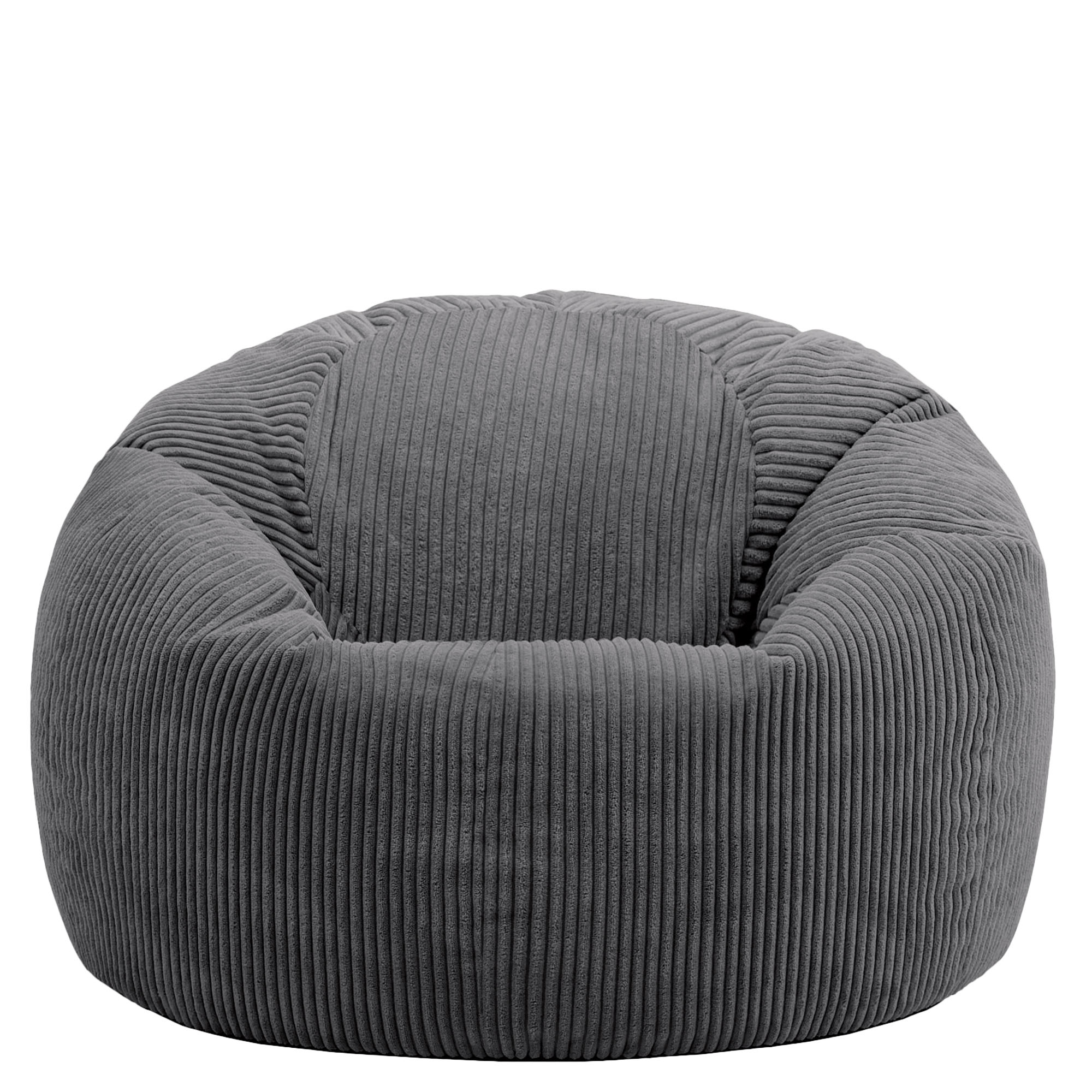 Pouf avec repose-pied Icon, salon, chambre, velours côtelé gris anthracite, 85x85cm, Made in Allemagne, Oeko-Tex® - 5