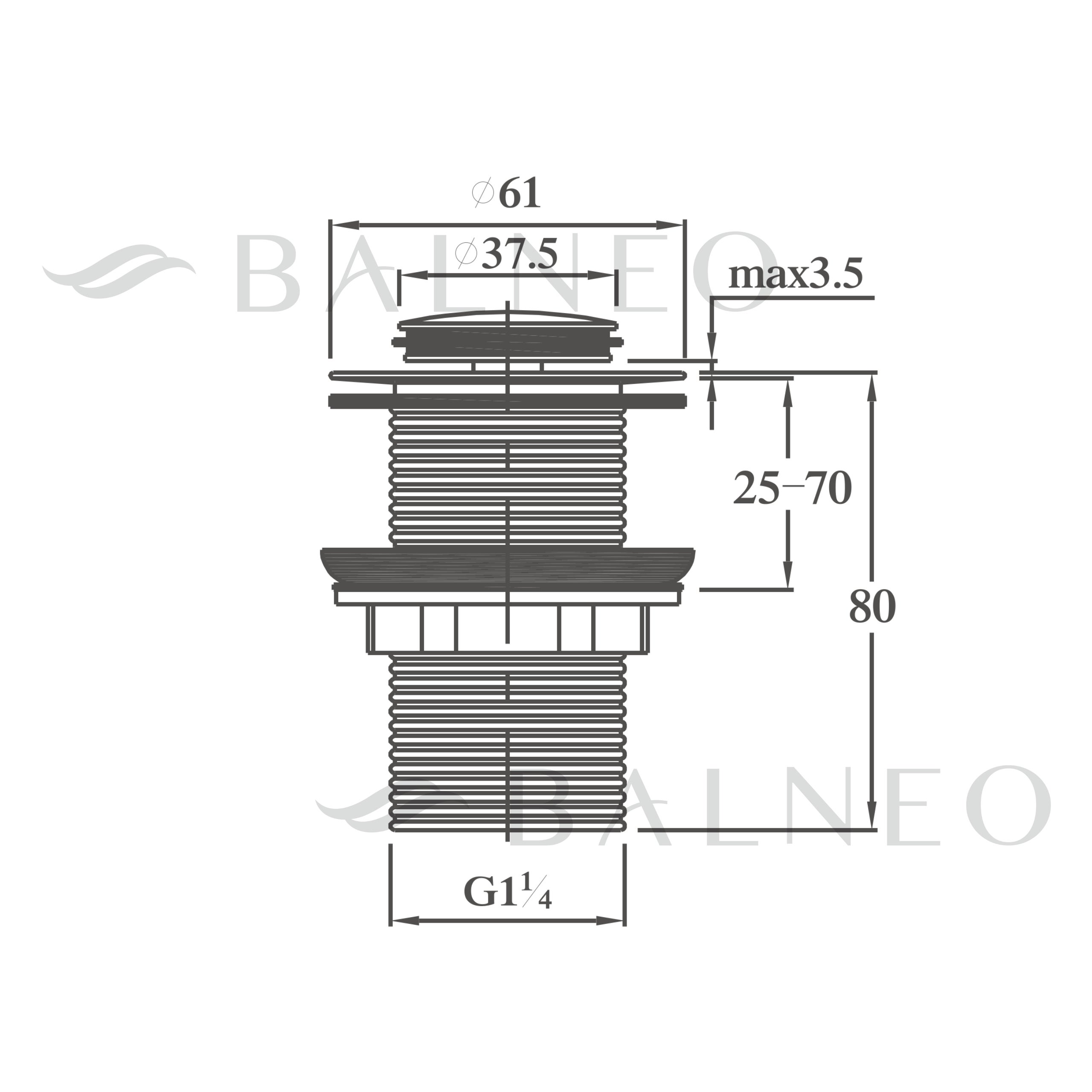 Balneo Bonde de lavabo en laiton Click-Clack modèle B sans trop-plein doré - 9