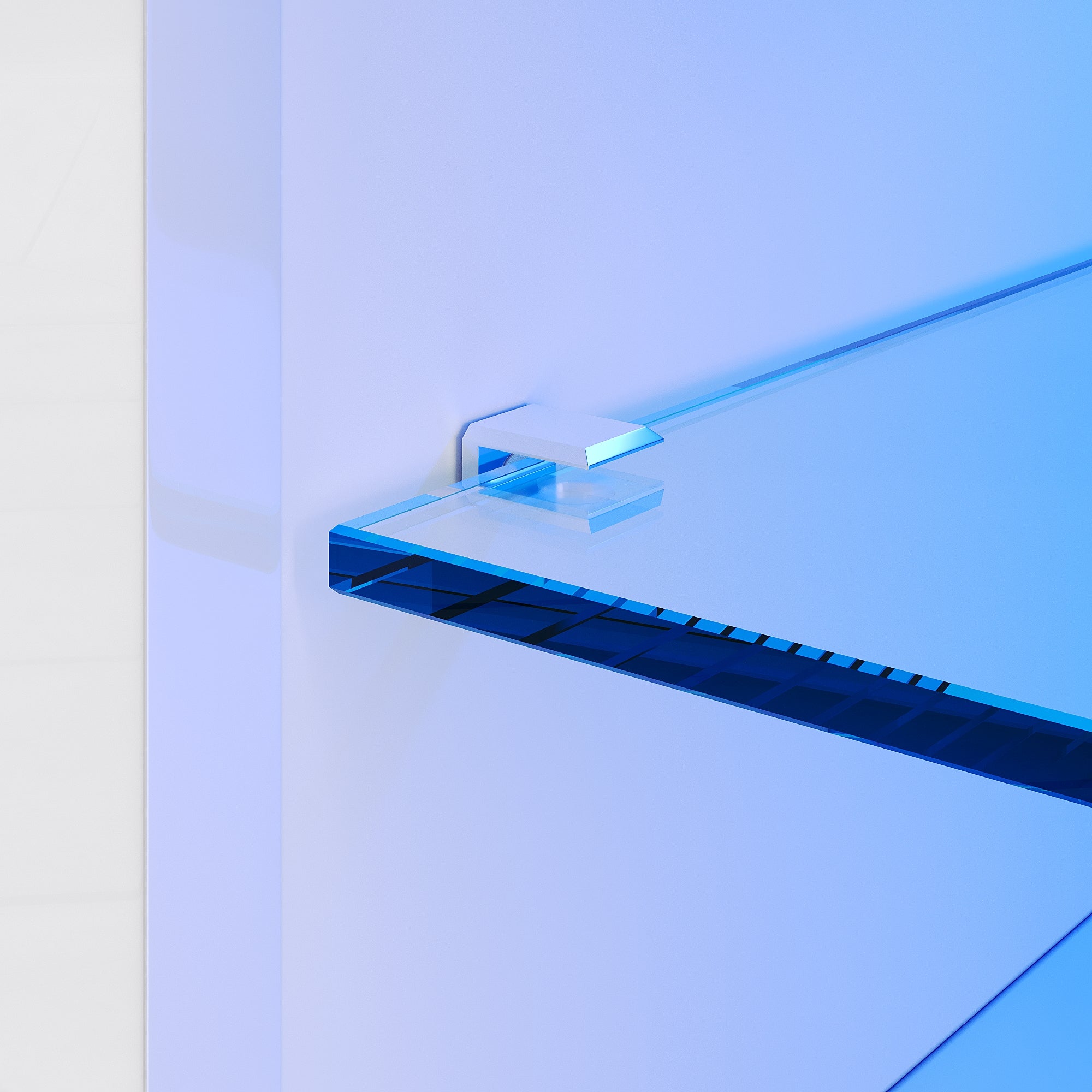 SIRHONA Meuble TV LED Moderne Demi-ouvert Placer Space + Verre Stratifiée + Blanc + 160cm - 5