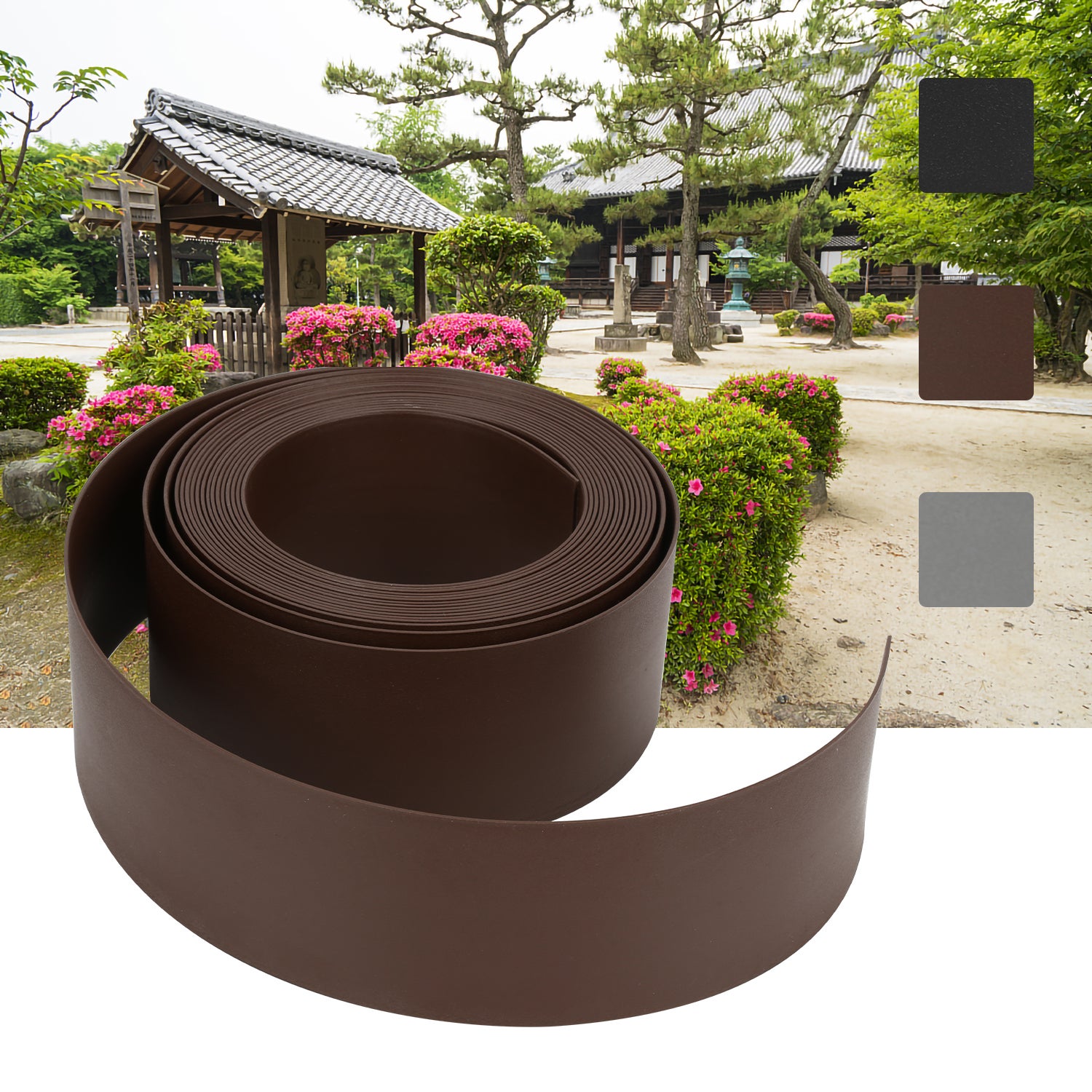 Bordo Per Aiuole In Plastica Effetto Legno – 4,6 M (8 Pezzi) – Recinzione Da Giardino Flessibile, Marrone, Resistente Alle Intemperie