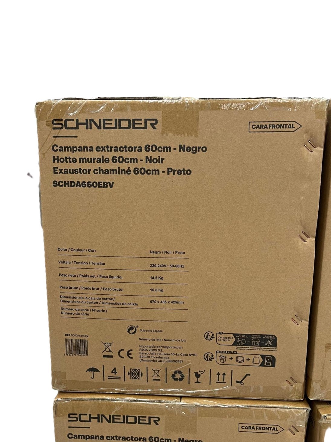 Exaustor SCHNEIDER SCHDA660EBV 60 cm, 550 m³/h, 3 velocidades + Booster, Preto/Inox - 6
