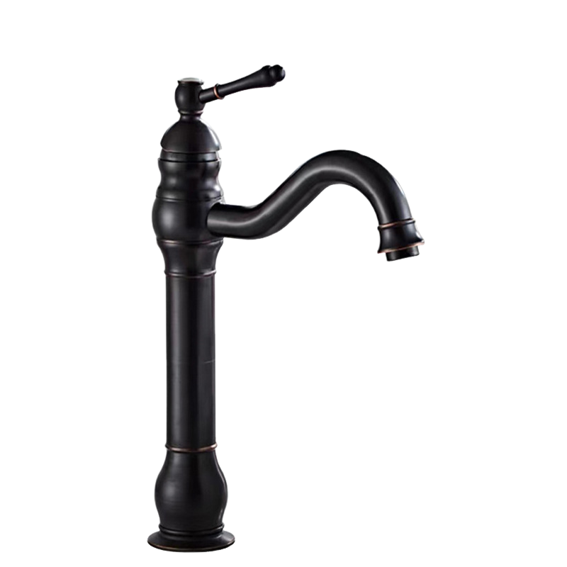 Bateria umywalkowa jednouchwytowa, bateria łazienkowa obrotowa 360°, bateria jednootworowa z wężem doprowadzającym wodę, czarna