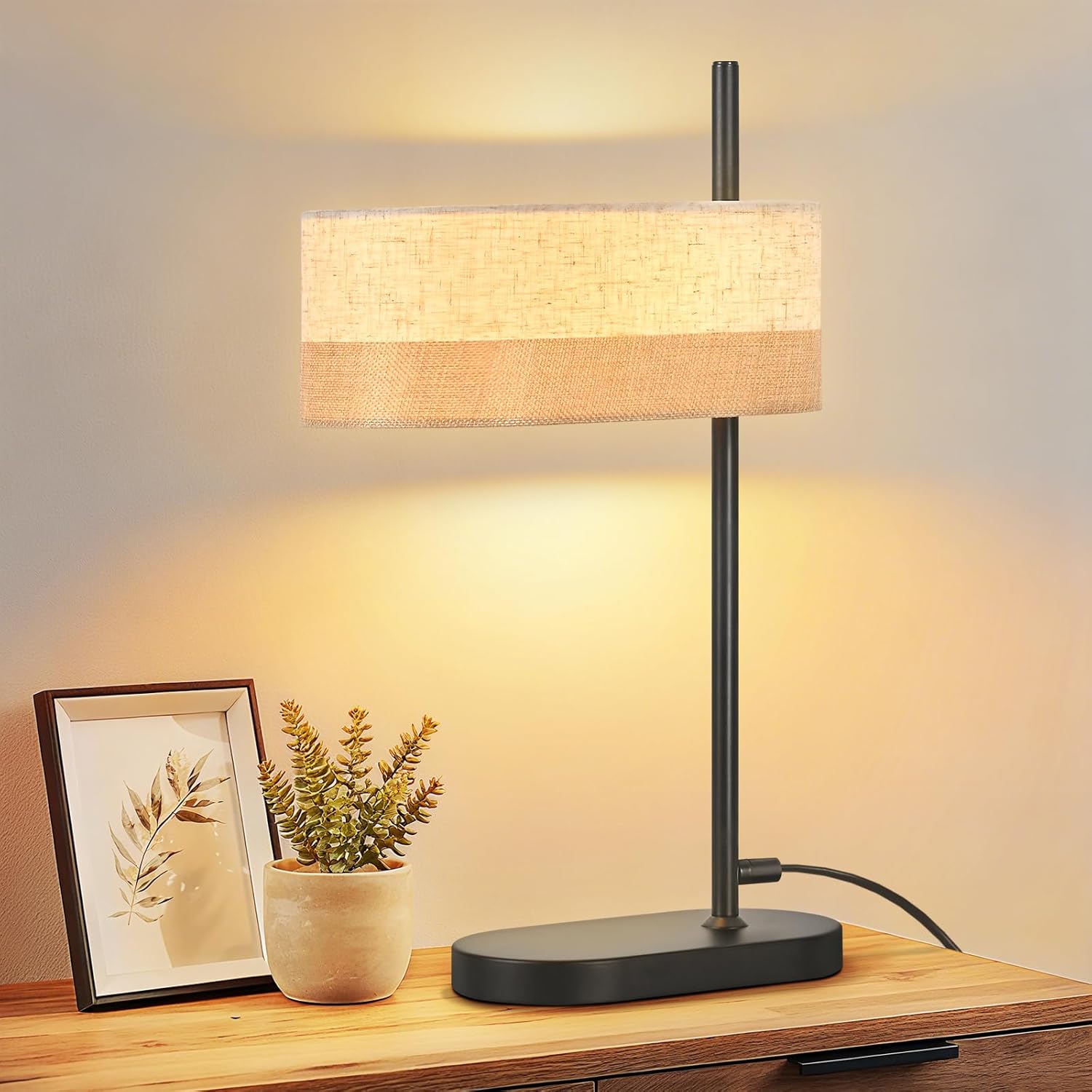 ZMH Lampka biurkowa Vintage E14 z pojedynczą żarówką i kablem (żarówka nie jest dołączona)