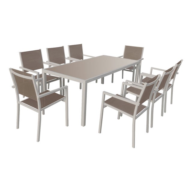 Zestaw mebli ogrodowych 8-osobowych BARI taupe textilene - aluminium taupe