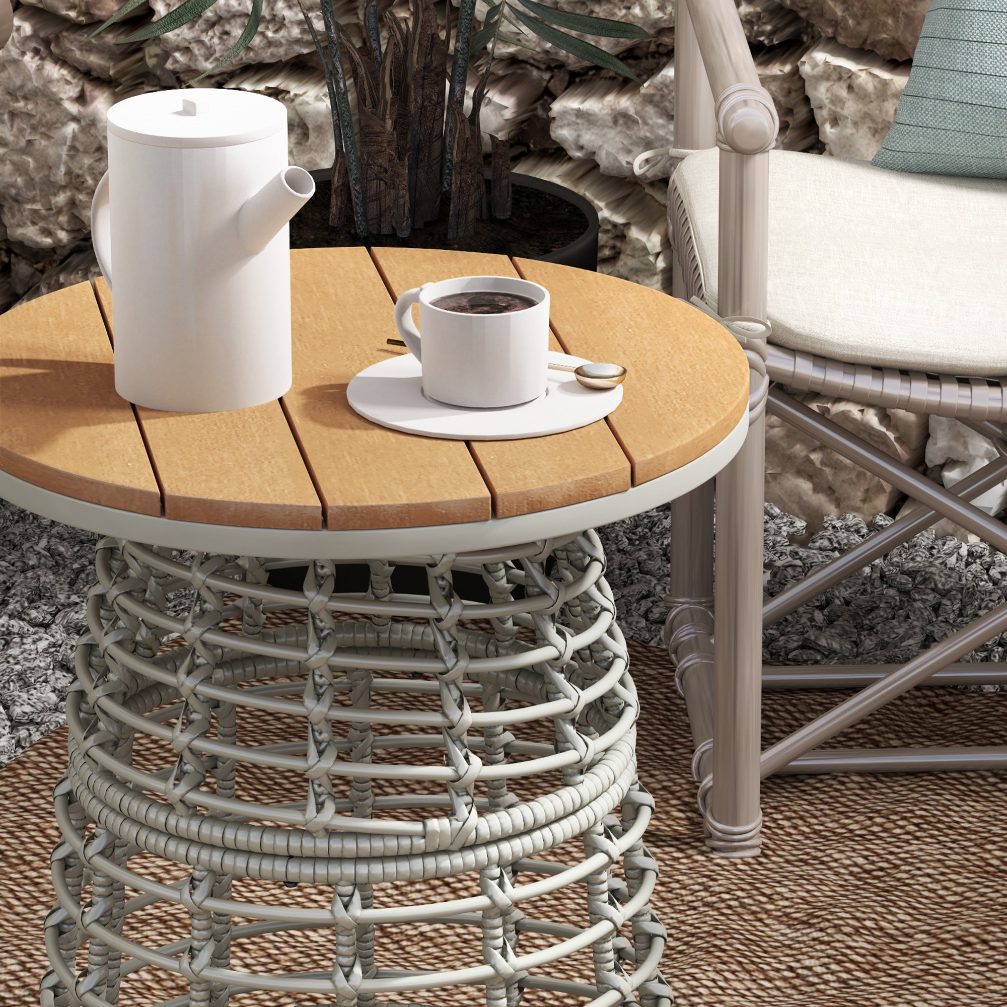 Table de jardin Résine tressée imitation rotin Outsunny - 9
