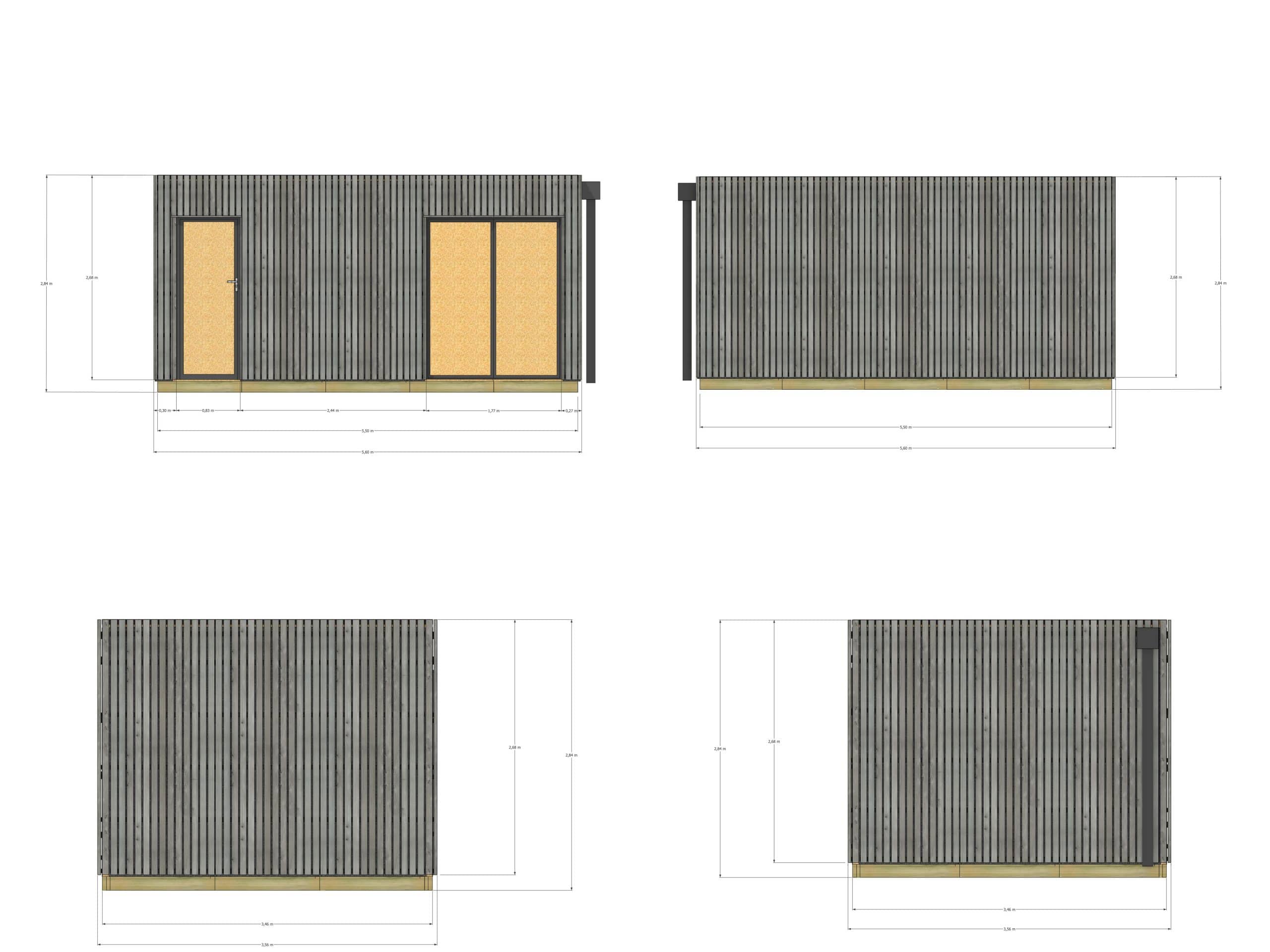 Annexe de jardin sans permis en bois 5,5 x 3,5 x 2,7 m avec plancher isolé - 4