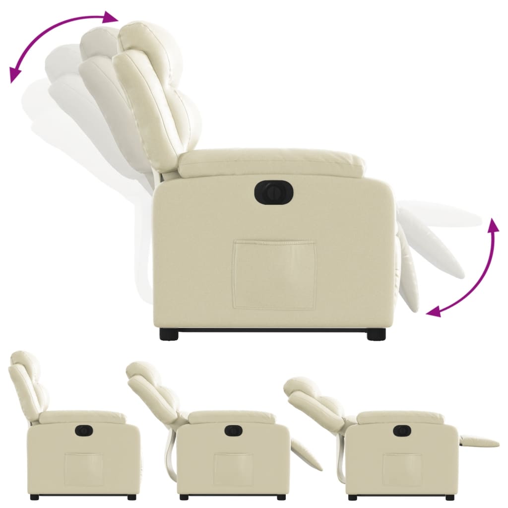 Fauteuil inclinable électrique crème similicuir - 7