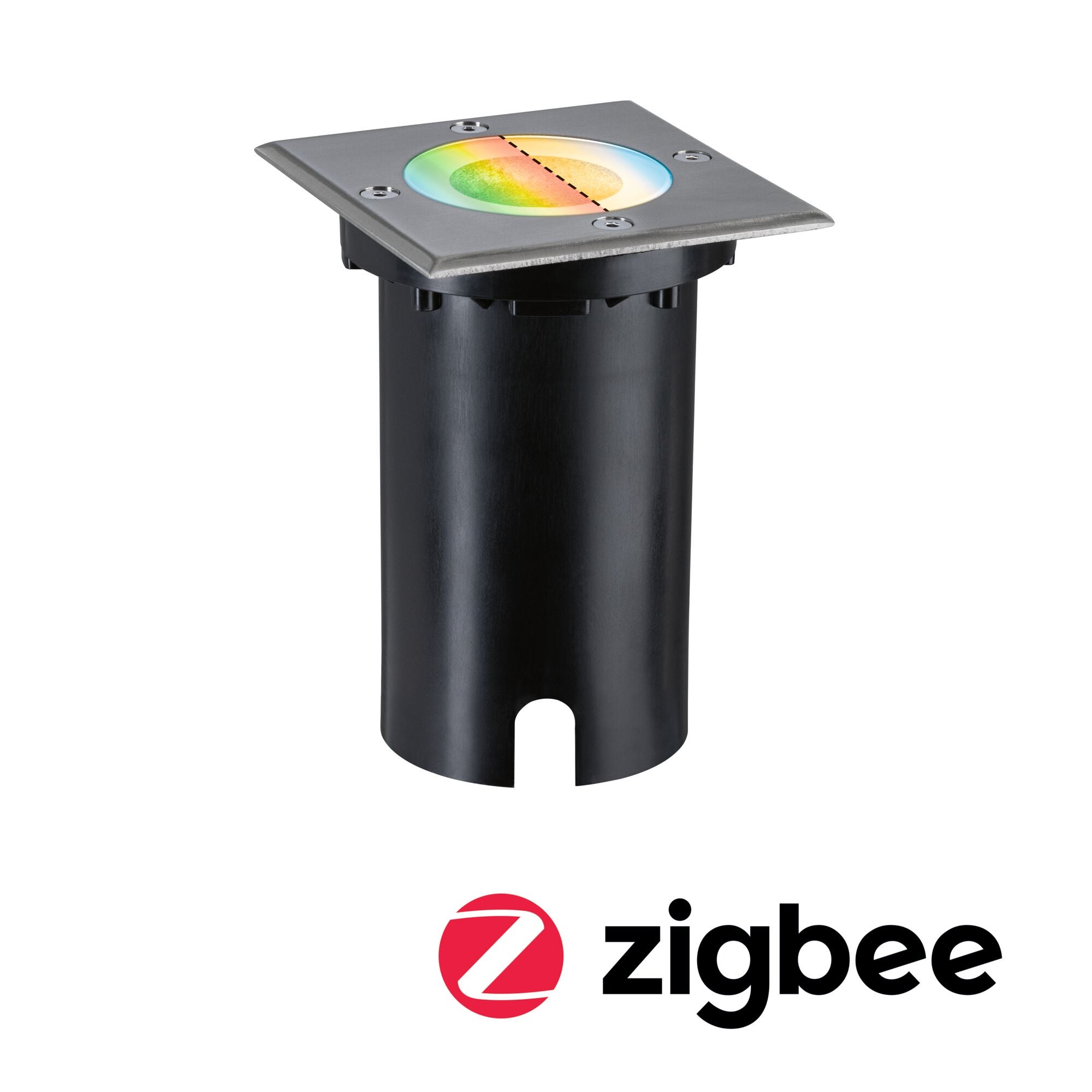 Encastré de sol LED Smart Home Zigbee 3.0 Floor IP67 carré 110x148 mm RGBW+ 4,9W 300lm 230V 120° Acier brossé Aluminium