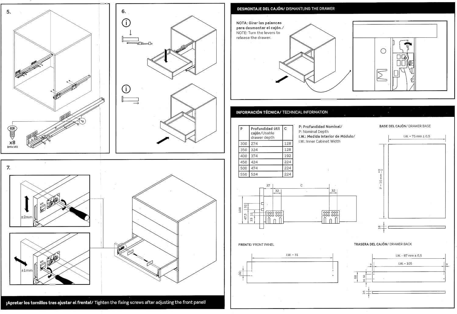 Kit Tiroir Ariane-S Extraction Totale | Chambre, Salle de Bain, Cuisine, Bureau | Capacité 40 kg, Coulisses Amorties (Blanc, H170mm - P500mm) - 3
