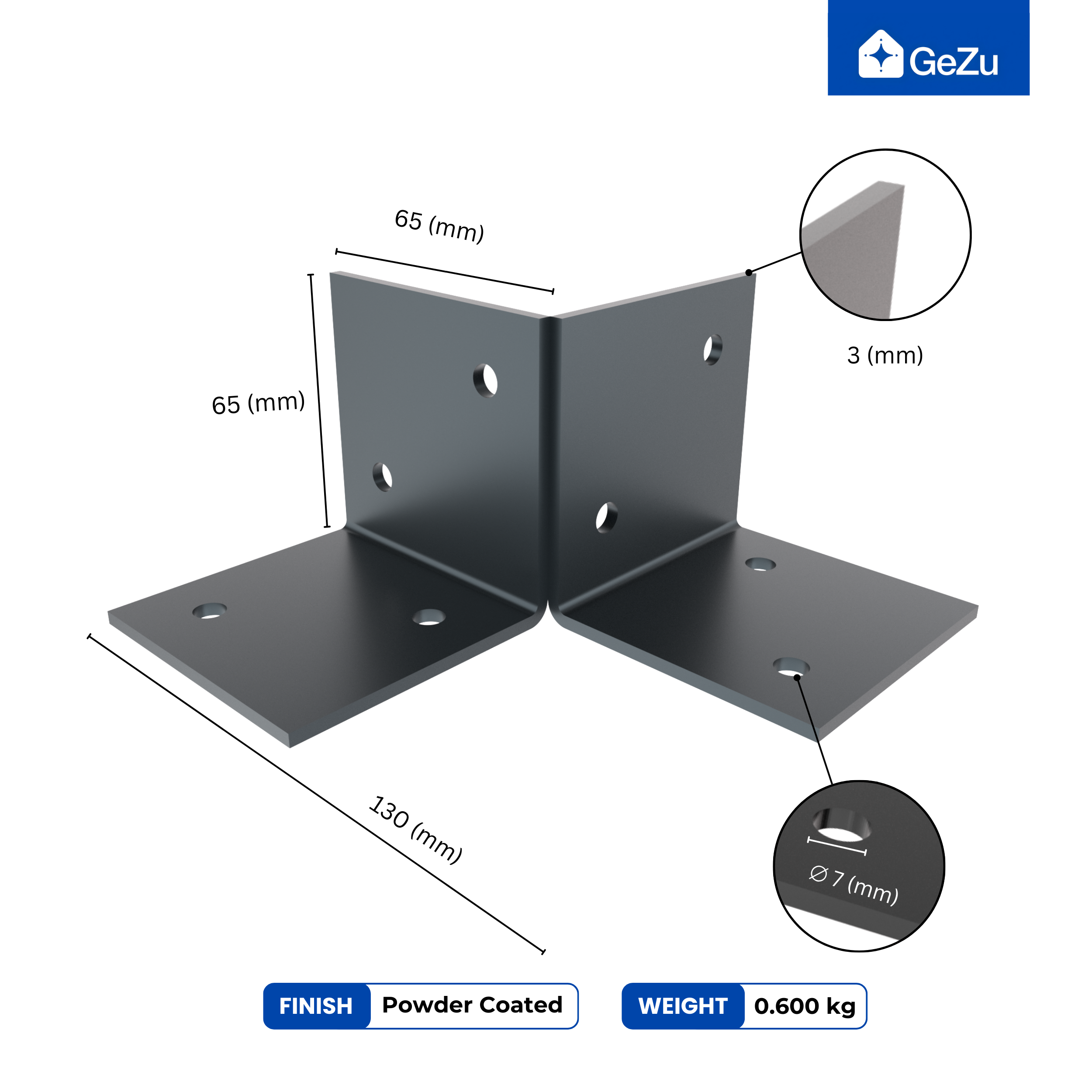 Pergola 71x71mm Revêtement en Poudre Anthracite Kit Pergola en Bois Plaques de Sol Fixation au Sol Connecteur de Poteau GeZu Impex - 2