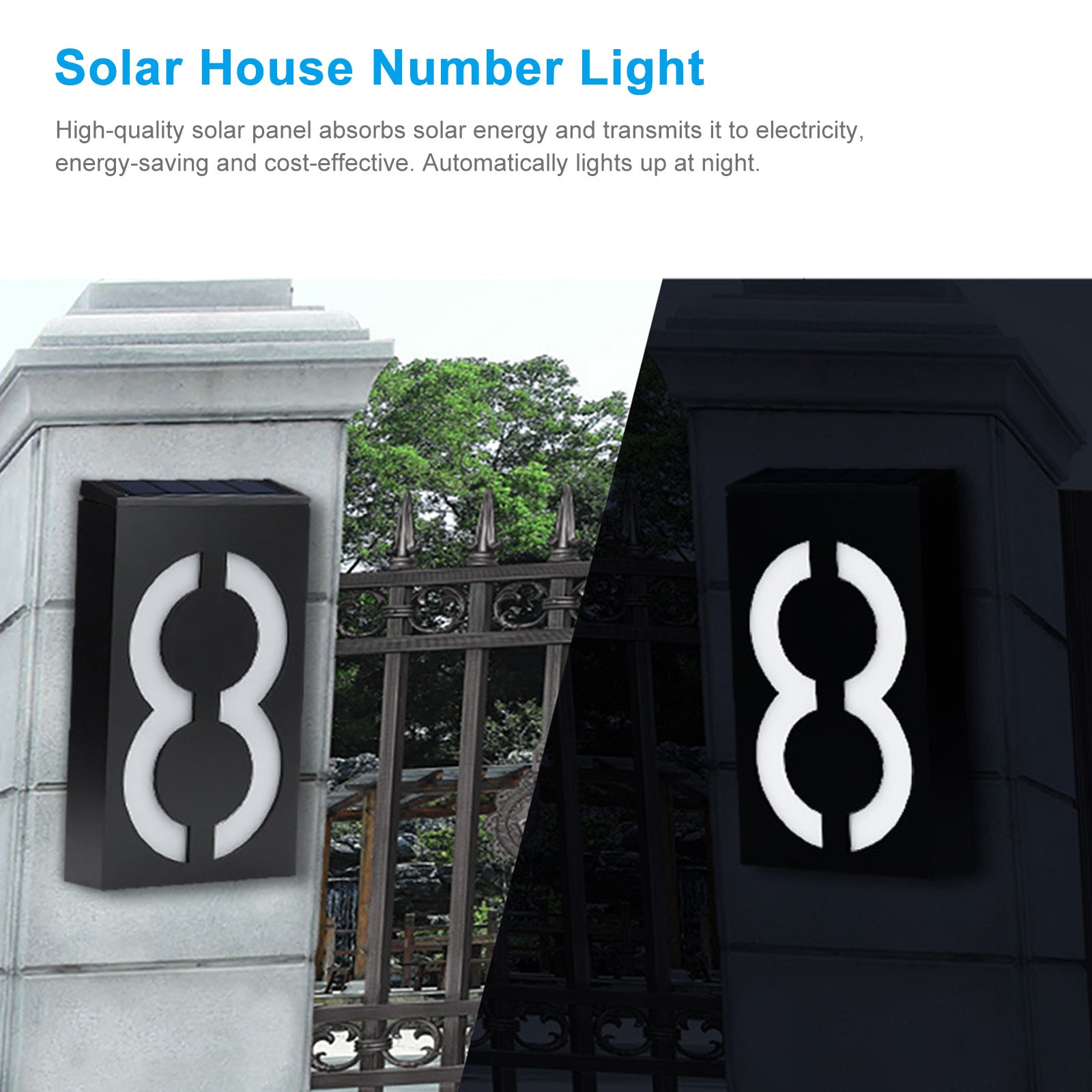 Solar House Number Light LED Illuminato Indirizzo Plaque per Case ...