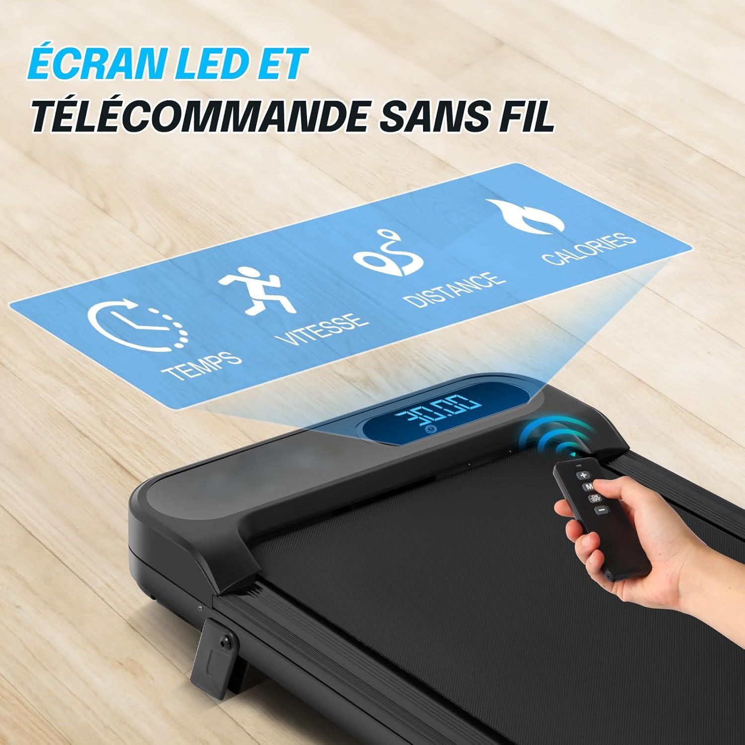 Tapis de course portable 2.5 HP avec inclinaison de 5%, télécommande et écran LED - 6