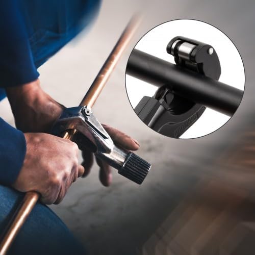 Tagliatubi manuale per tubi metallici in acciaio inox, rame e alluminio, Ø 3-35 mm, con utensile sbavatore pieghevole e lama rimovibile, per progetti - 5