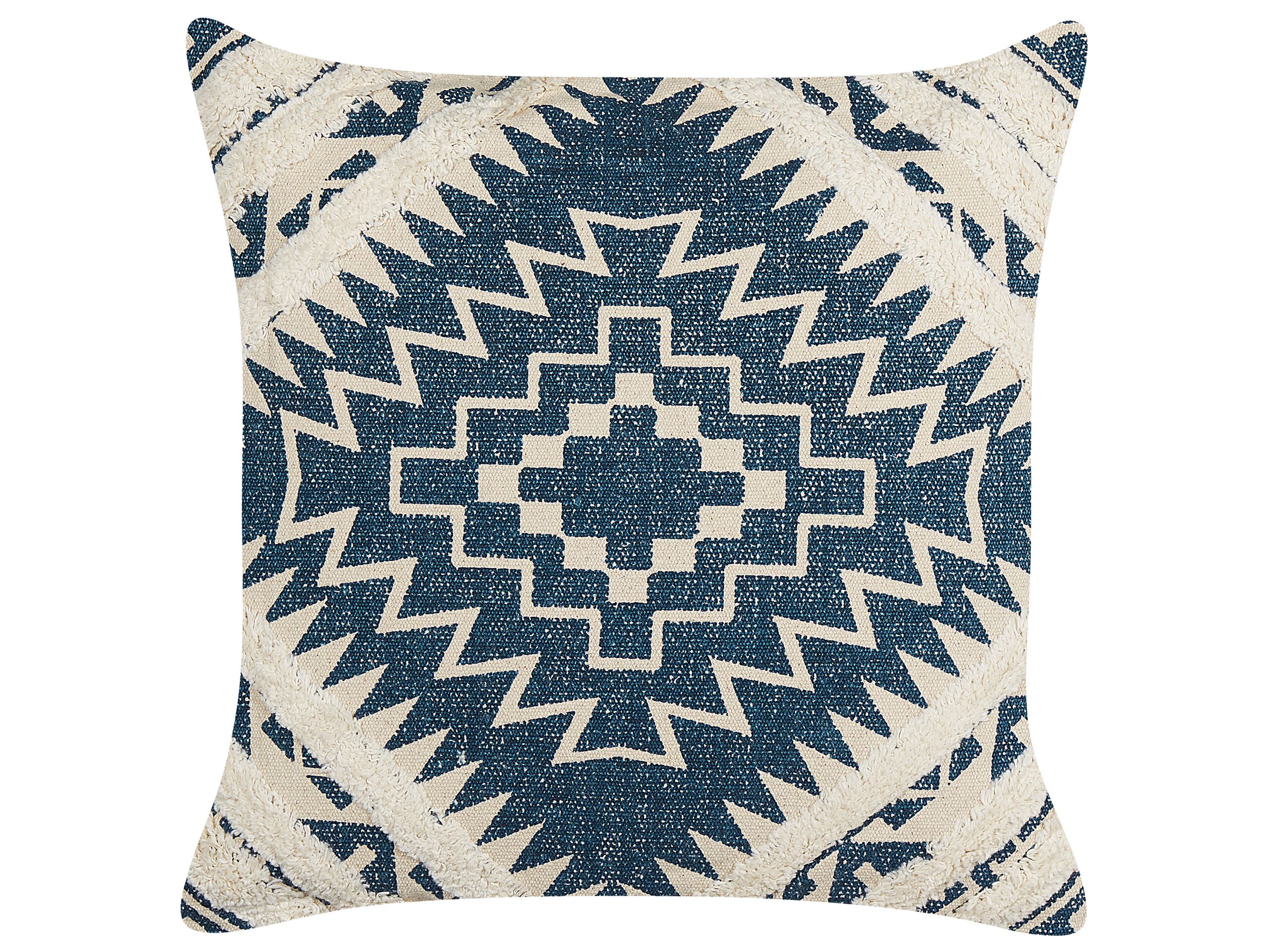 Set di 2 cuscini SAFI Cotone 50 x 50 cm Blu Trama geometrica - 3