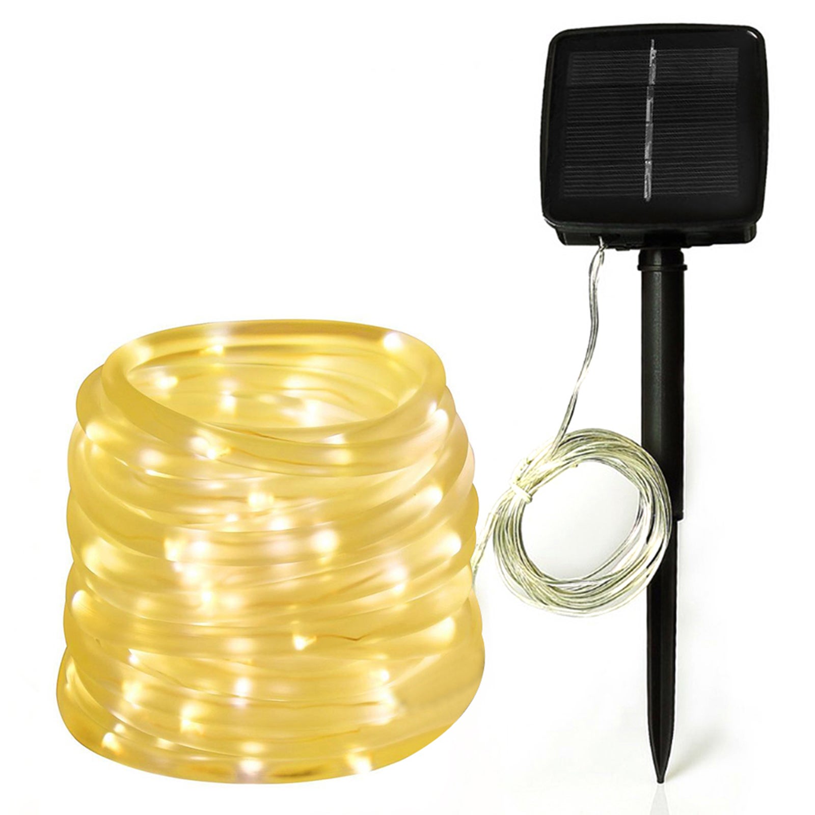 Zewnętrzna girlanda sznurkowa solarna 100LED Multikolor (RGB) 10m, Wodoodporna i odporna na mróz, Dekoracja Ogrodu/Ogrodzenia/Bożego Narodzenia/Świąt