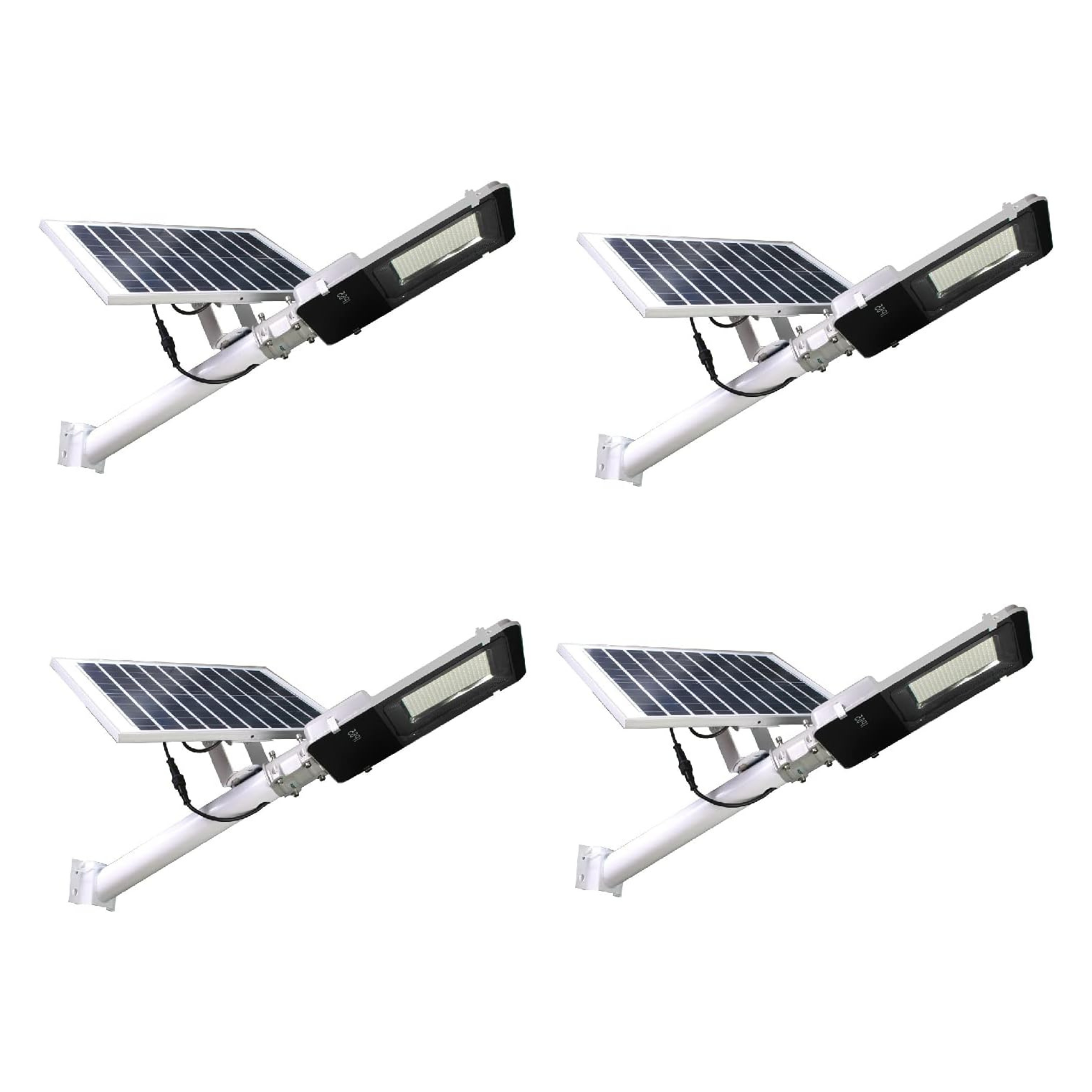 Zestaw 4 szt. Farola LED 200 W Solar Exterior IP65 Panel regulowany 25 W 200 diod LED 2500 lumenów, 4200 K biały neutralny, bateria litowo-jonowa