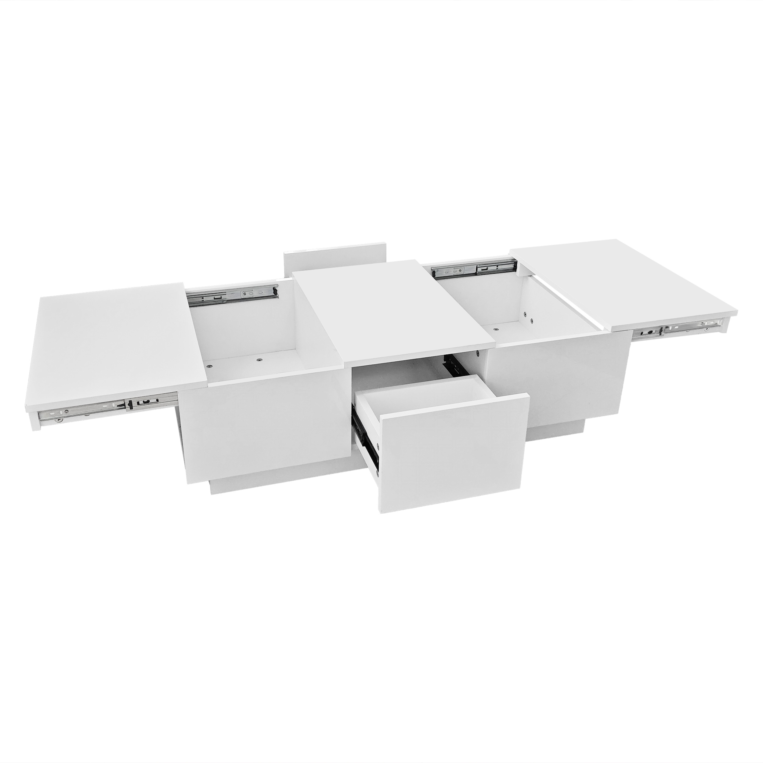 Tavolino rettangolare 100×50×31 cm con 2 cassetti, in MDF, bianco - 2