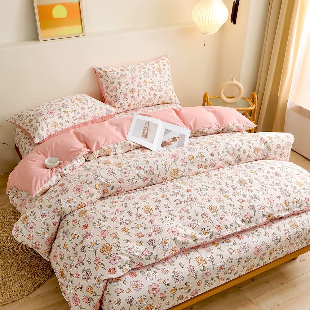 Housse de Couette 220x240 Fleurs Motif Coloré Rose Floral Parure de Lit 2 Personne Adulte avec Fermeture Éclair avec Taies d'oreiller 50x75 cm - 2