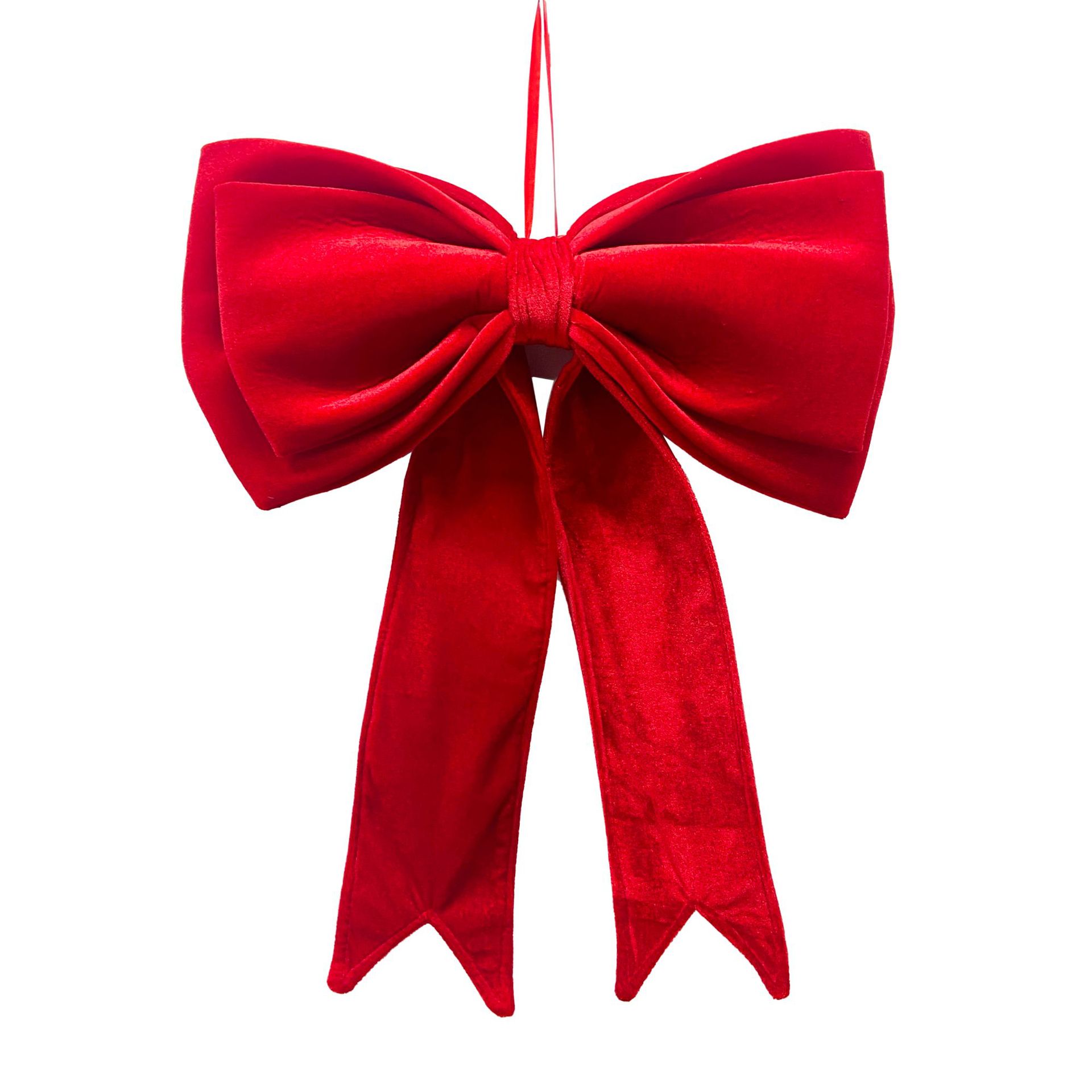 Grande fiocco di velluto rosso per albero di Natale, decorazione da appendere per matrimoni, Natale, ornamento natalizio, fiocco gigante di Natale - 7