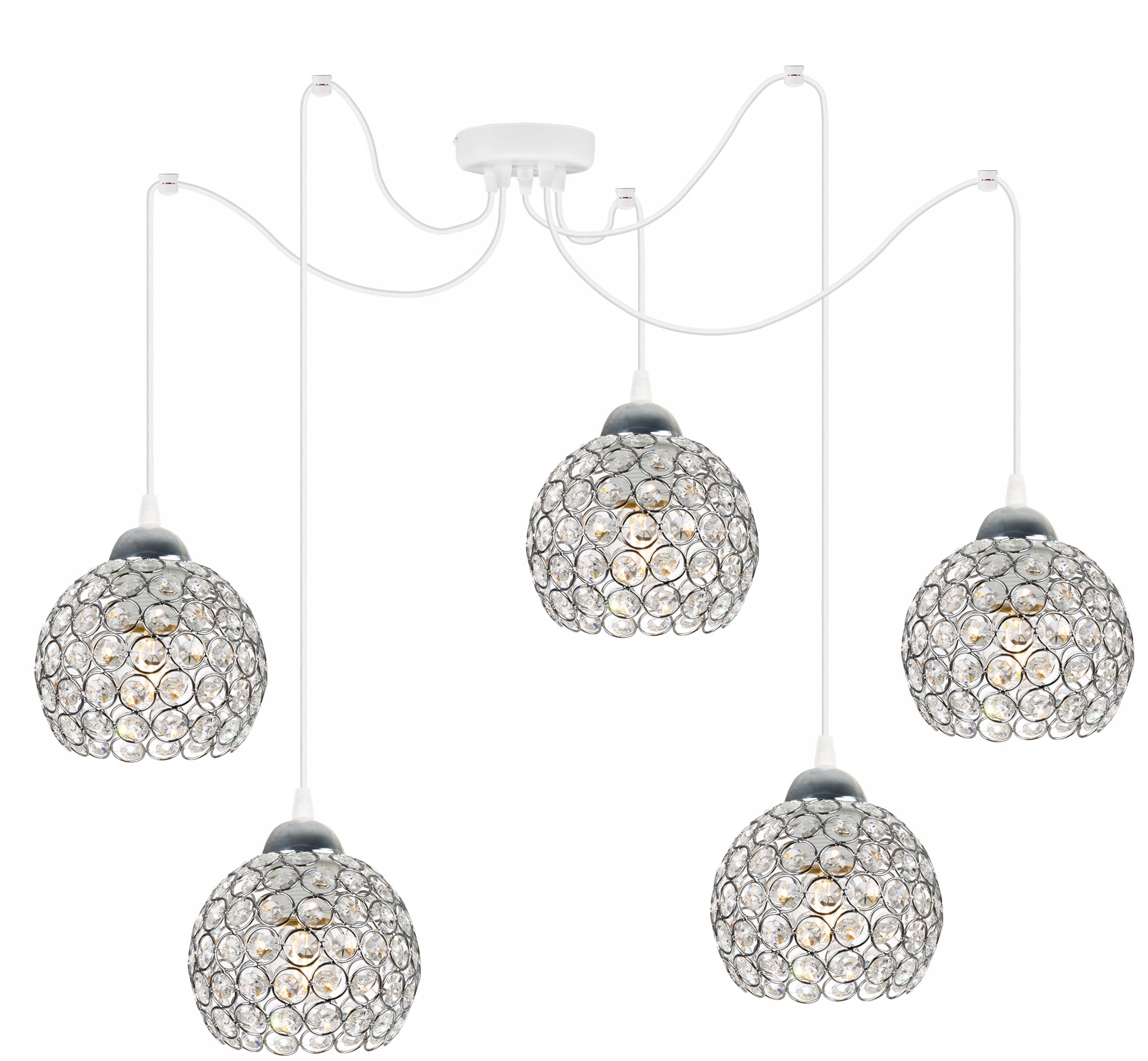 Lampa sufitowa wisząca Spider Crystal glam 5xE27 abażur półkulisty kryształowy transparentny Light Home LH