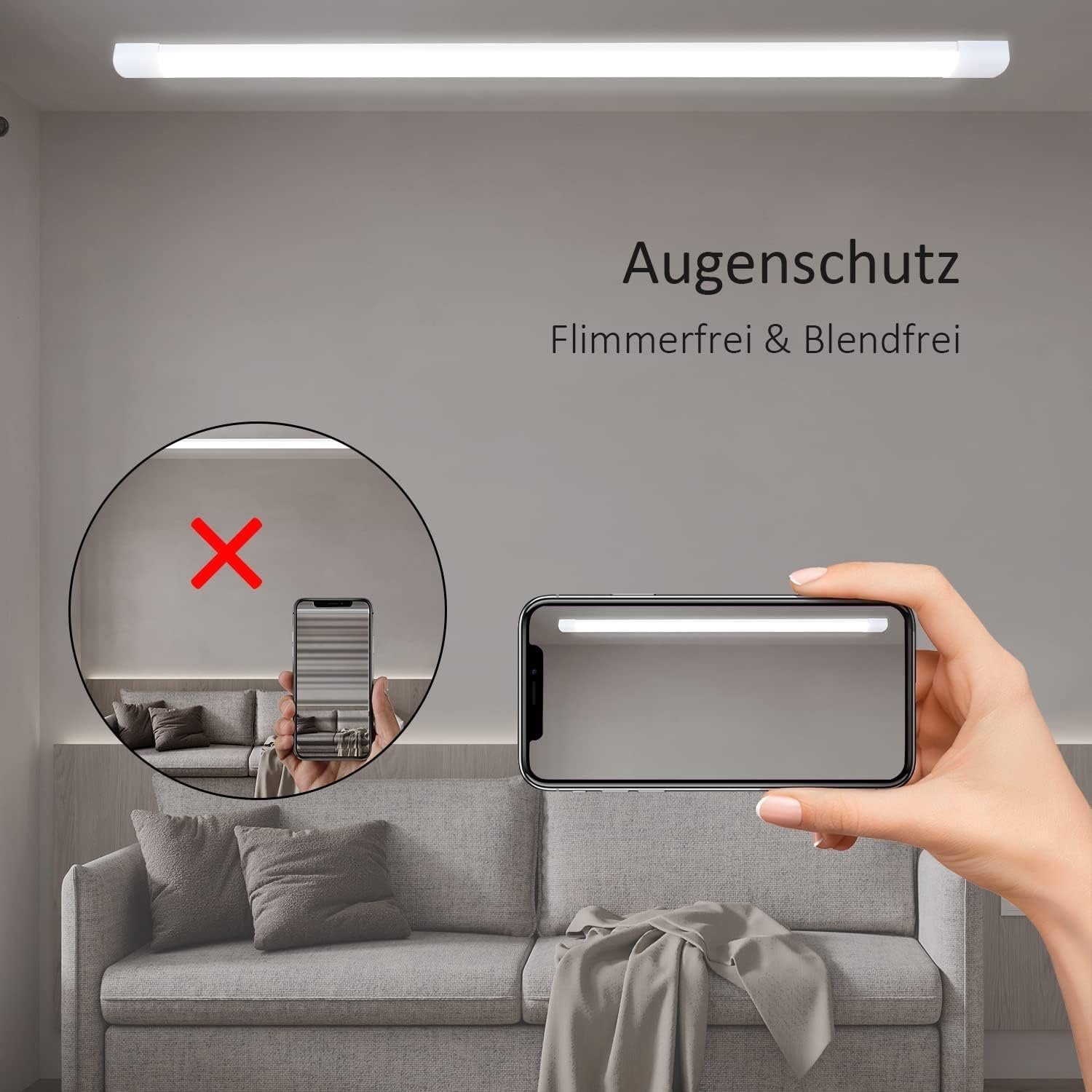 NETTLIFE Lámpara de techo LED 120 CM 36W Tubo de luz para habitación húmeda 4000K Lámpara de sótano Blanco neutro Ángulo de haz largo 180° - 4