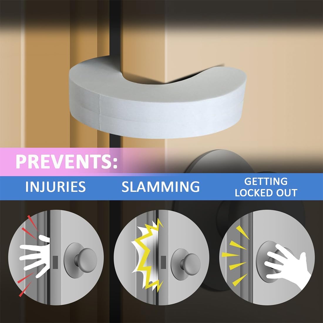 Bloc Porte Securite Bebe, 6 pcs Bloque Porte Bébé, Cale Anti Pince Doigt pour Fenetre Sécurité, Amortisseur Stop-Porte Mousse Enfant - 3