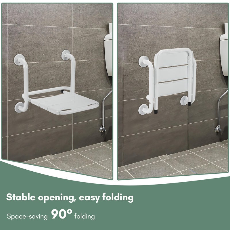 Tabouret de douche rabattable Sièges Fixation murale 304 Inox ABS 35x32.5cm Tabouret de bain Siège de douche mural - 4