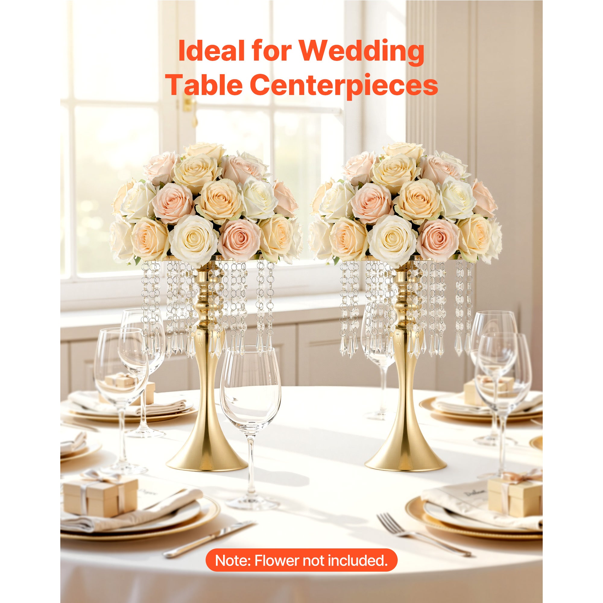 Lot de 20 vases en metal SucceBuy pour mariage, hauteur 33,5 cm, supports pour arrangements floraux, banquets, fetes, decoration interieure - 2