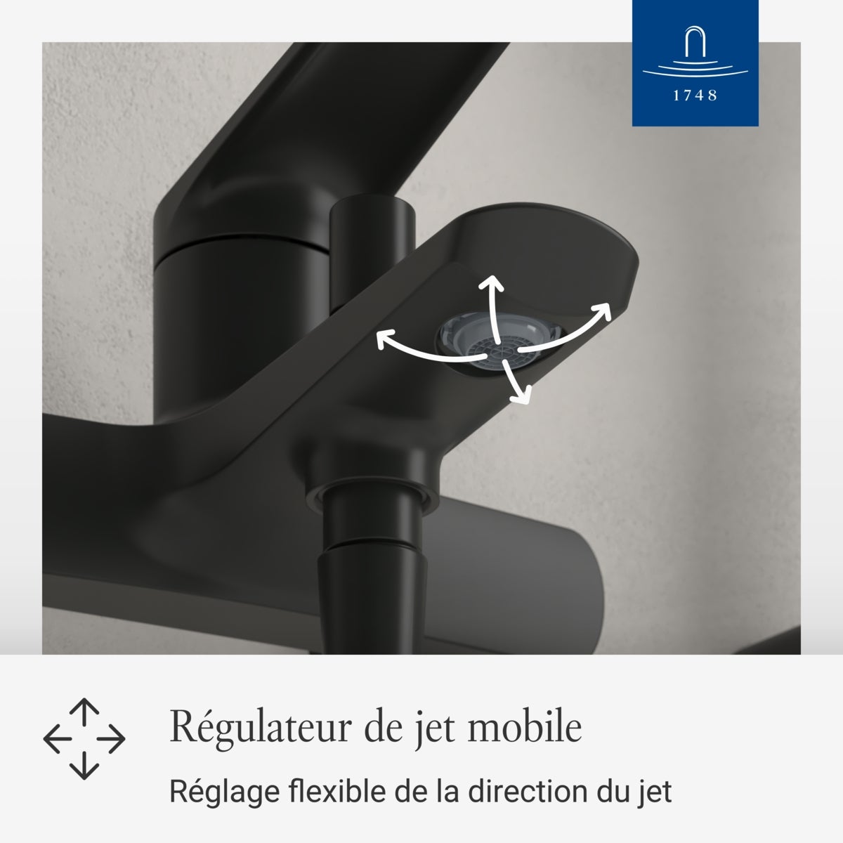 Villeroy & Boch - Oasis Mitigeur Douche/Baignoire Mural Noir Mat. Inverseur et Régulateur de Jet. Anti-retour. Durable - 5