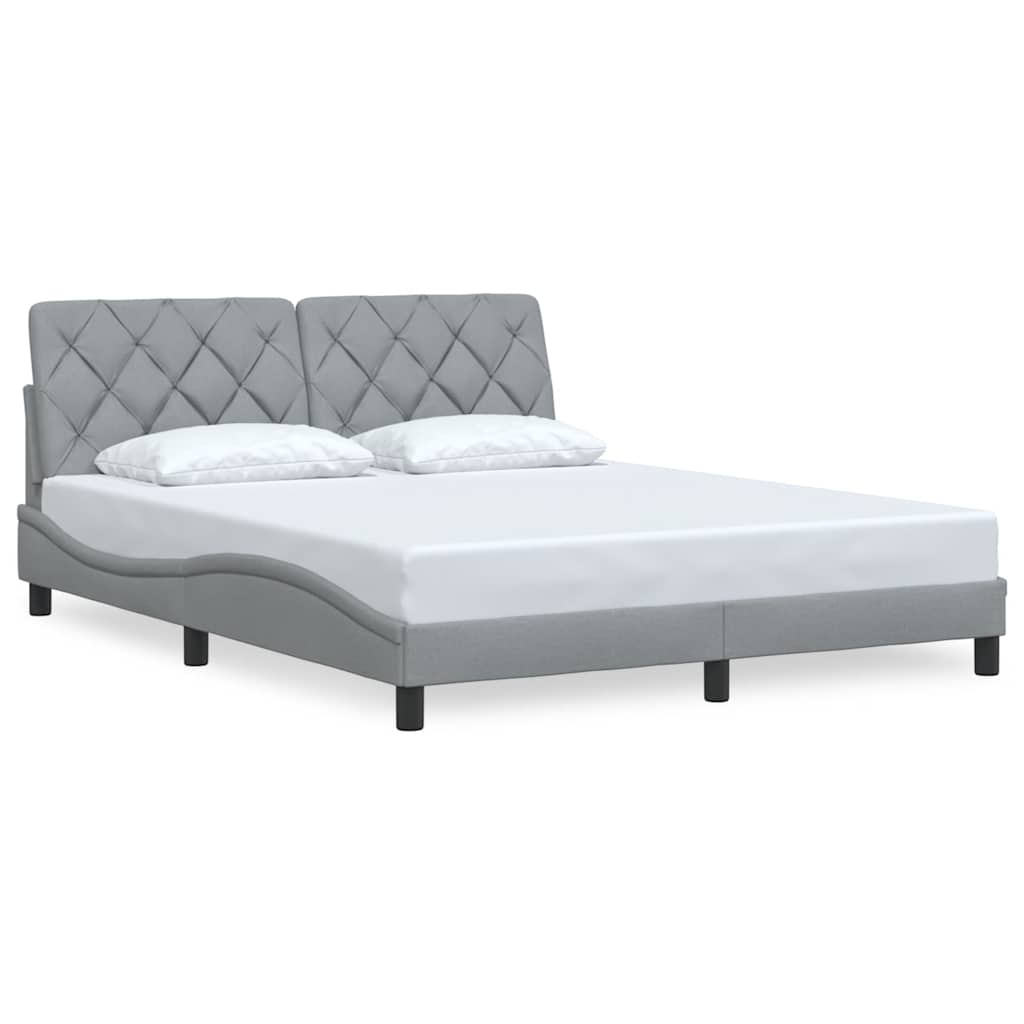 Cadre de lit sans matelas gris clair 160 x 200 cm en tissu - 3