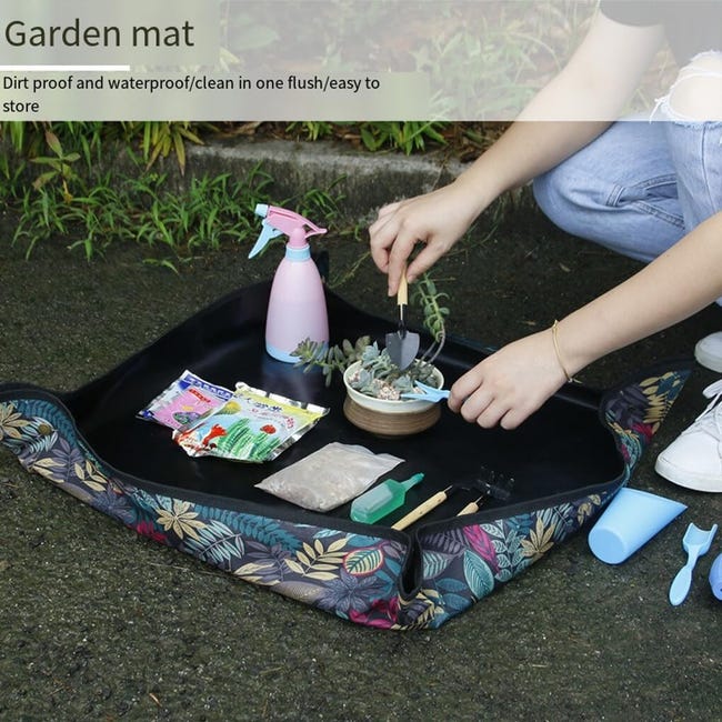 Tappetino Per Rinvaso Piante In PE - Impermeabile, Portatile, 68x68 Cm, Con Fibbie In Rame, Per Giardinaggio In Interno/esterno