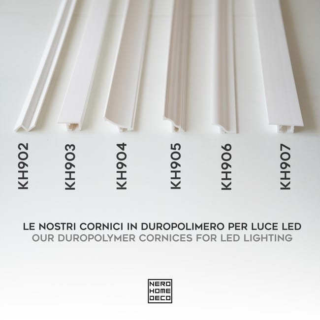 Cornice Per LED Soffitto 2 Metri - Veletta Illuminazione Indiretta, Duropolimero, Bianco - Foto 9