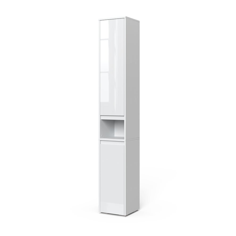 Vicco Szafka łazienkowa Majest, Biały, 30.2 x 191.5 cm z drzwiami i otwartą przegrodą