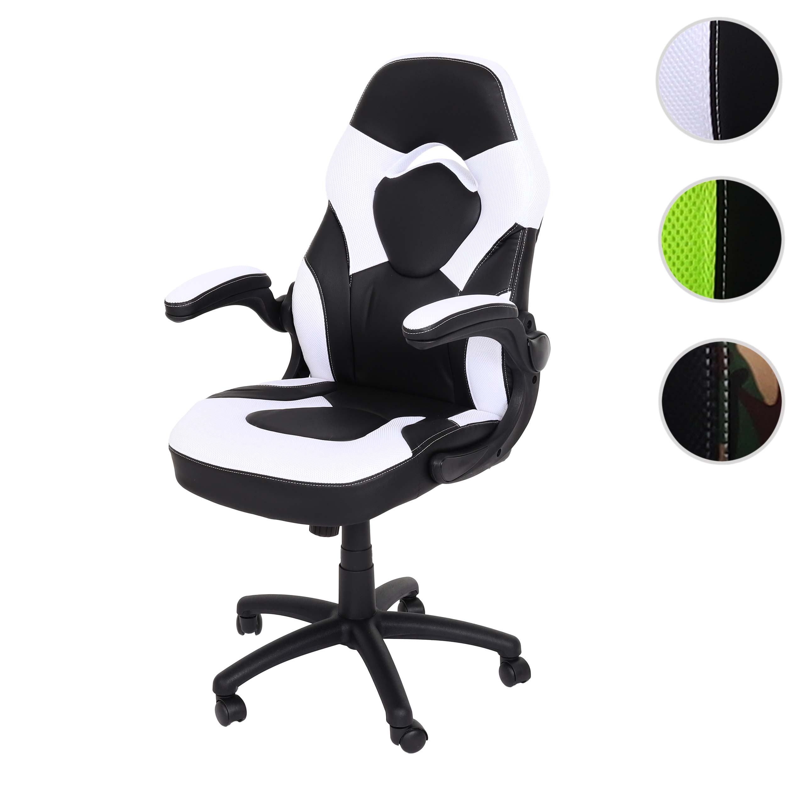 Poltrona sedia da ufficio ergonomica regolabile girevole HWC-K13 ecopelle nero bianco - 8