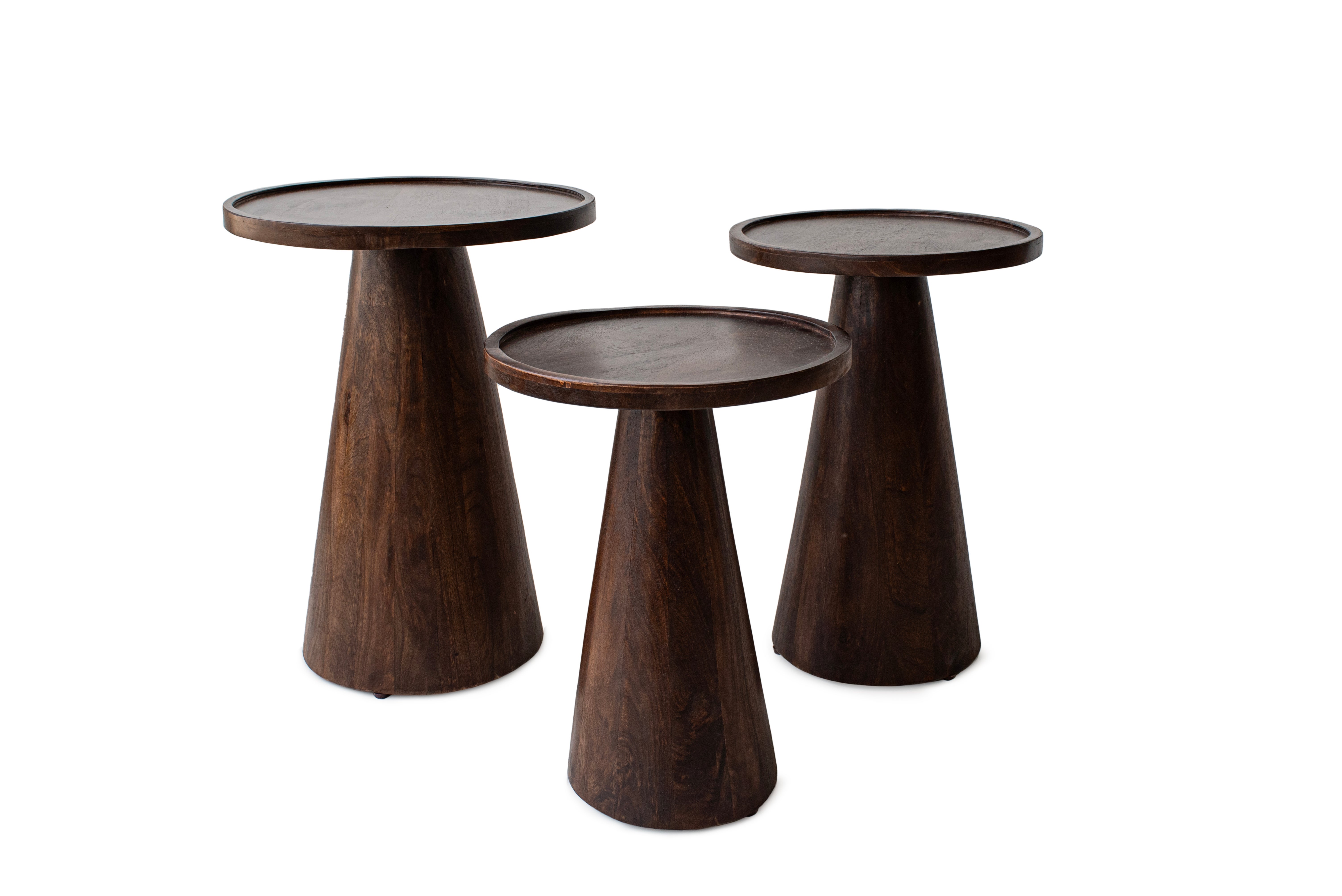 KOMPLET 3 STOŁÓW DREWNIANYCH 823 45x45x51CM, 35x35x50CM i 35x35x46CM