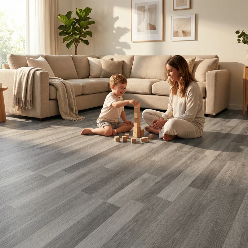 Arquiservi - Suelo Sintasol Vinílico en Rollo 1x25m (25m²) para Dormitorios y Habitaciones. Impermeable, flexible, antideslizante. Color Teca Gris - 6