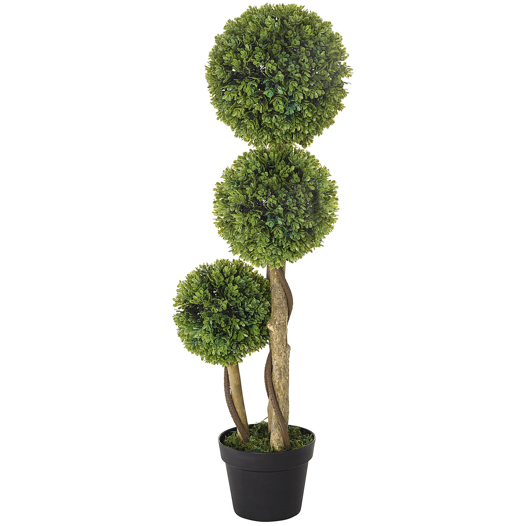 Plante artificielle de buis avec 3 boules,fausse plante pour l'intérieur et l'extérieur,pot inclus et base renforcée,hauteur 90cm - 2