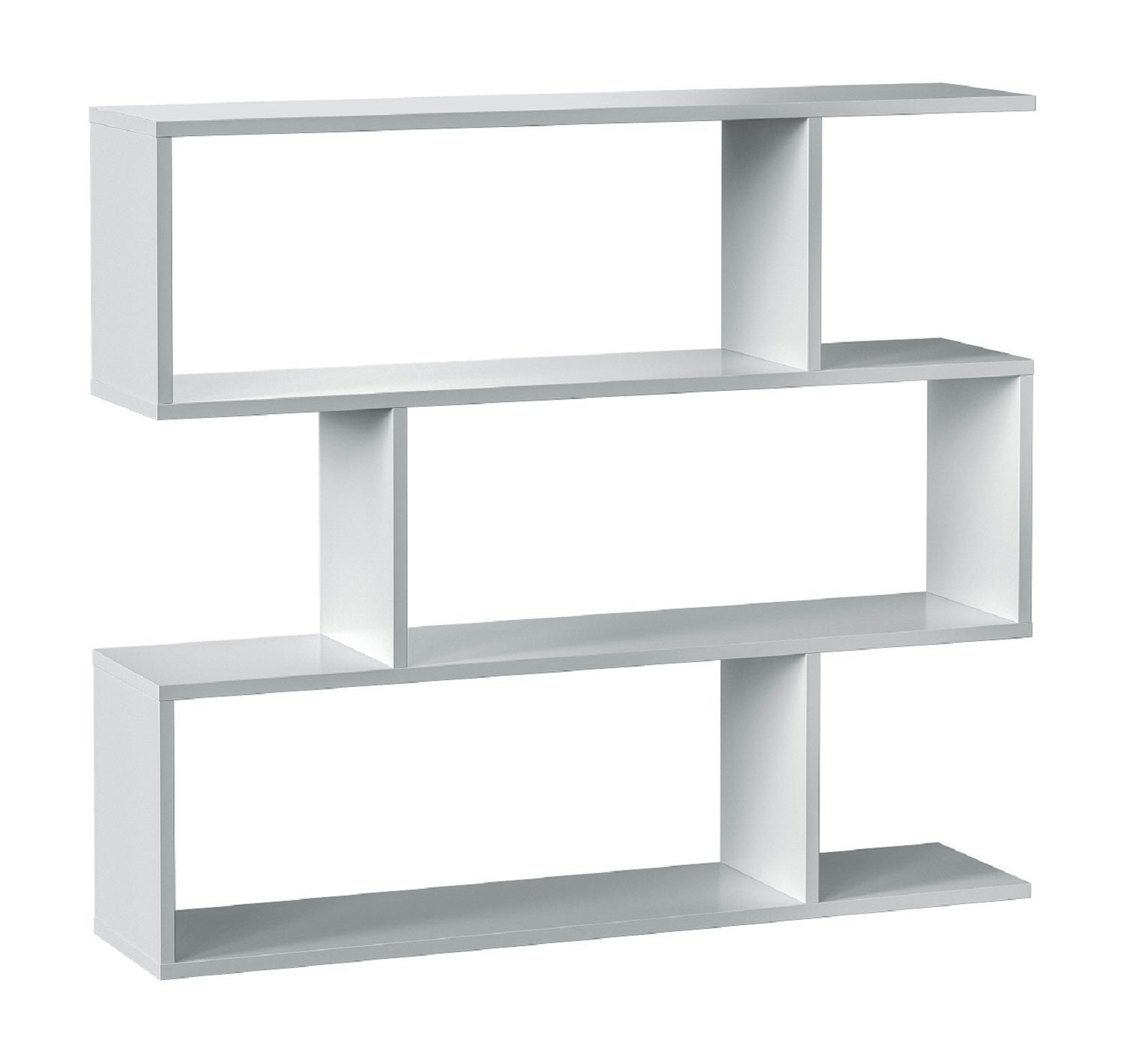 Bibliothèque, étagère basse 3 niveaux en bois mélaminé coloris blanc ...