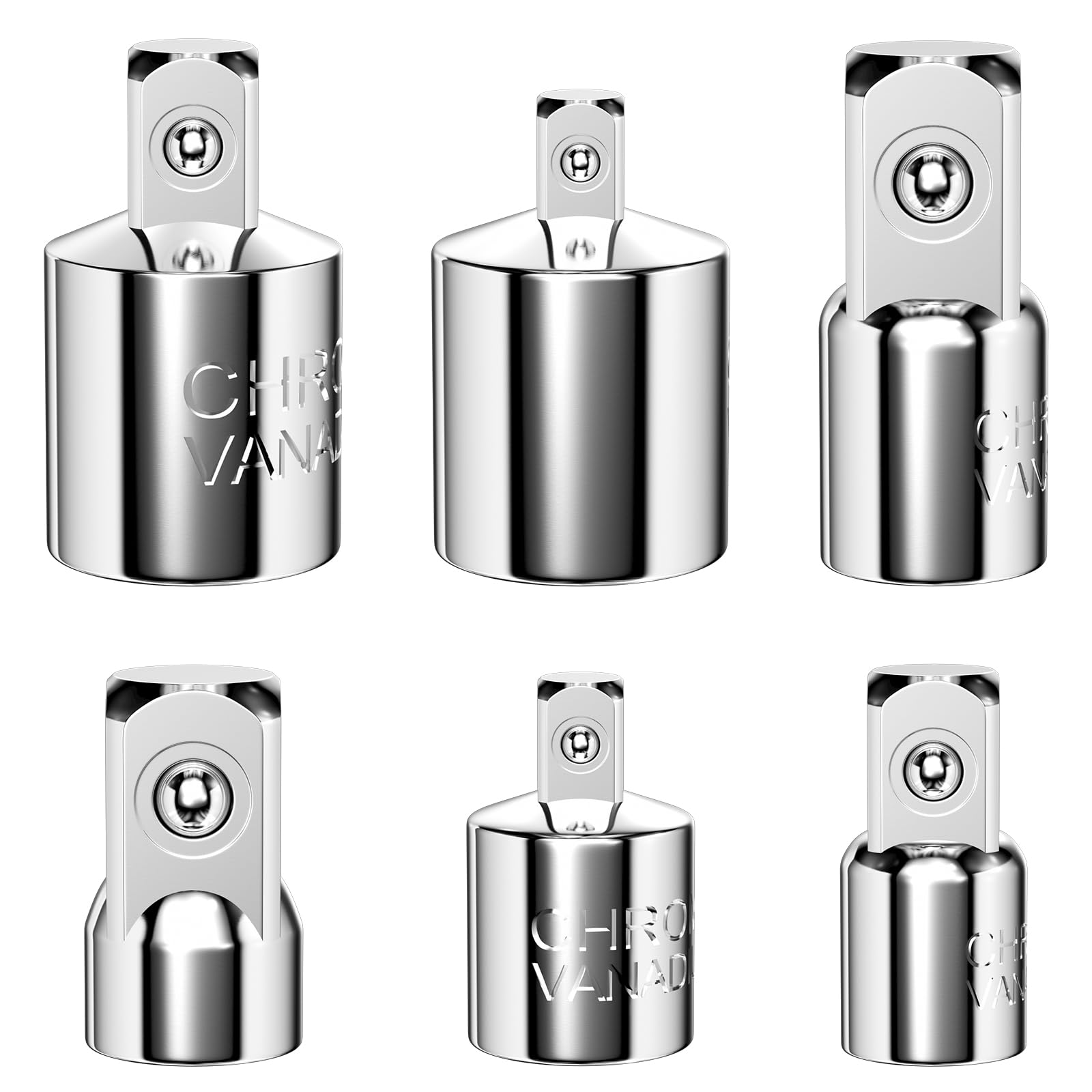 6 sztuk Adapterów do nasadek 1/4" na 3/8" 1/2" na 3/8" 3/8" na 1/4" 3/8" na 1/2" 1/2" na 1/4" 1/4" na 1/2" do nasadek i bitów