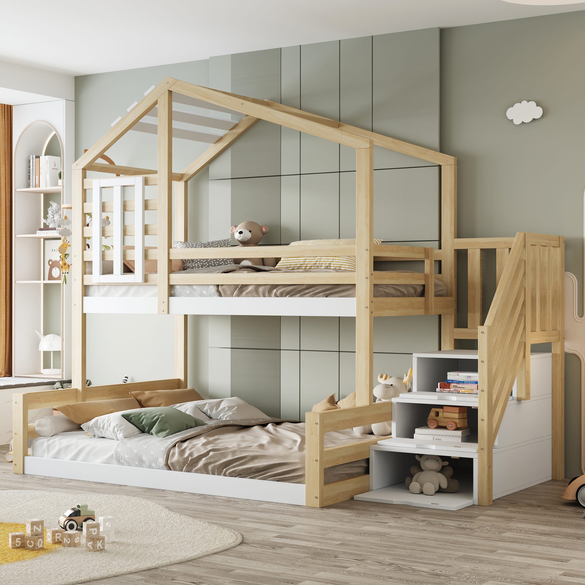 Letto a castello 90x200/140x200 con cassetti e contenitore, multifunzione, bianco, senza materasso | Leroy Merlin Letto a castello 90x200/140x200 con cassetti e contenitore, multifunzione, bianco, senza materasso | Leroy Merlin