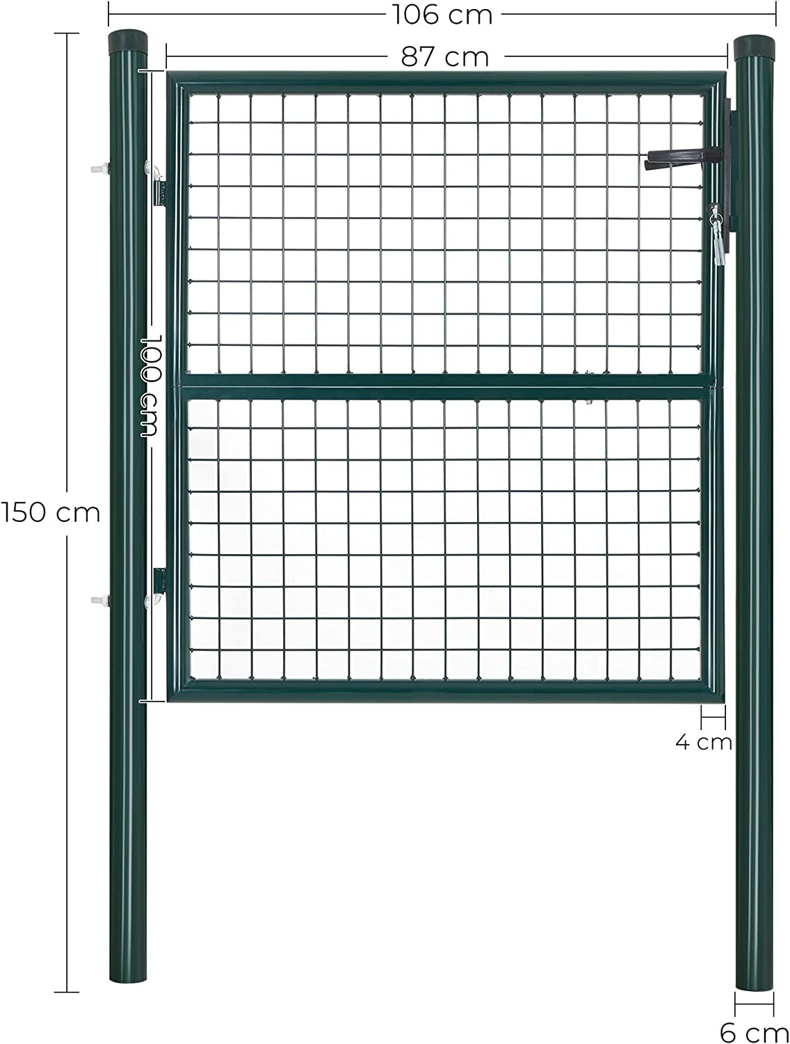 Songmics portillon de jardin en acier galvanisé, portail de jardin, porte de clôture,106 x 150 cm (l x h), vert - 5